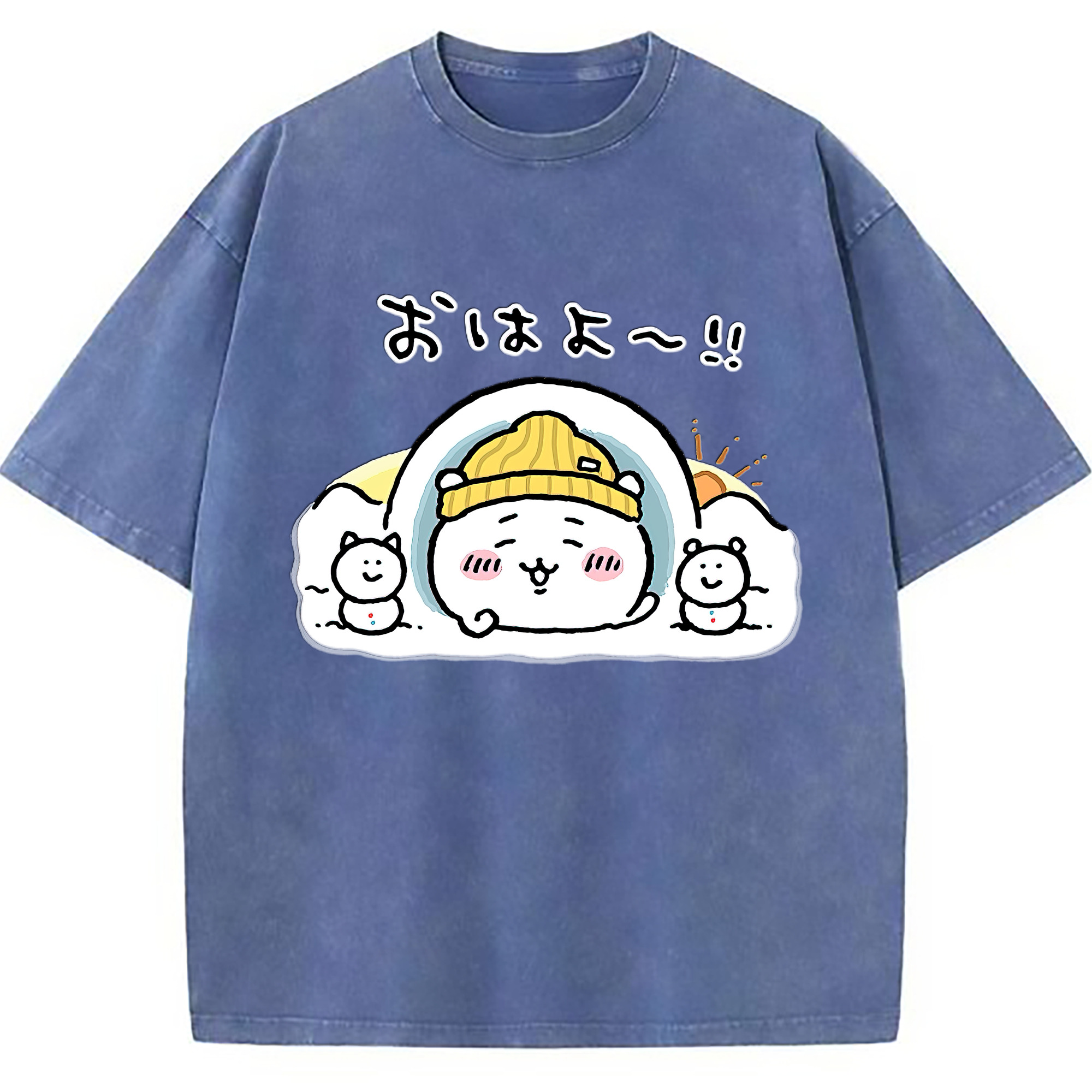 （画像用） ちいかわ ちいかわ Chii-kawa chiikawa 綿100% ヴィンテージ風 半袖Tシャツ（フロントプリント）