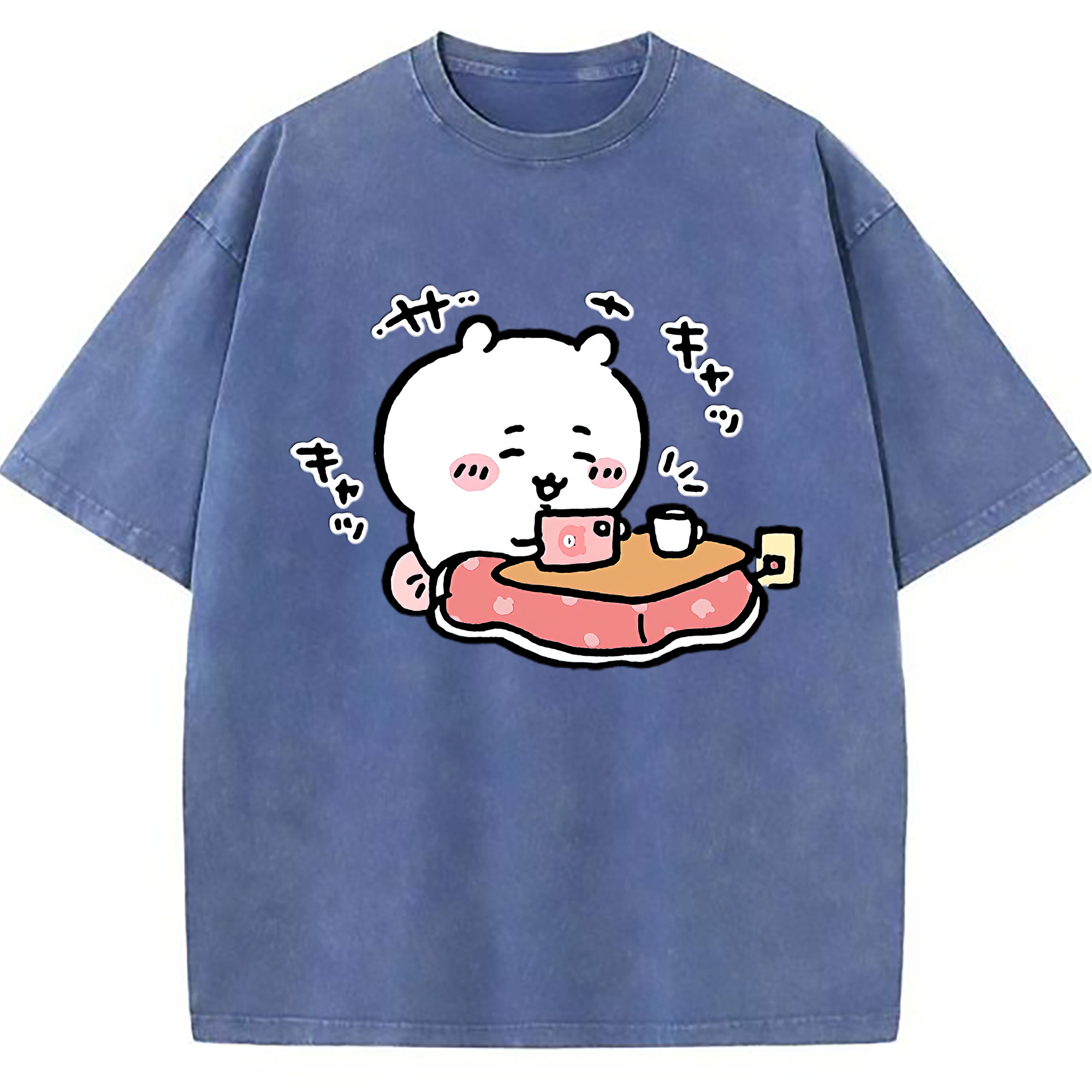 （画像用） ちいかわ ちいかわ Chii-kawa chiikawa 綿100% ヴィンテージ風 半袖Tシャツ（フロントプリント）