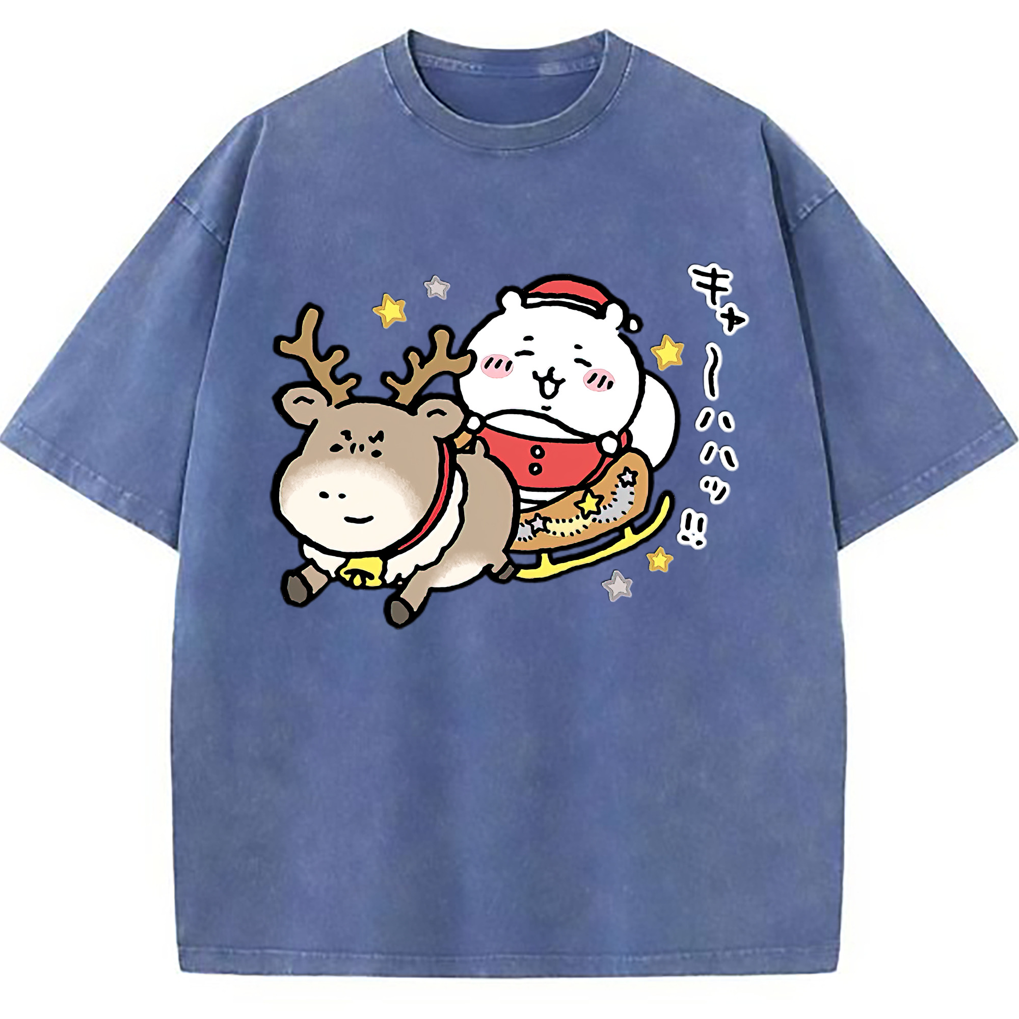 （画像用） ちいかわ ちいかわ Chii-kawa chiikawa 綿100% ヴィンテージ風 半袖Tシャツ（フロントプリント）