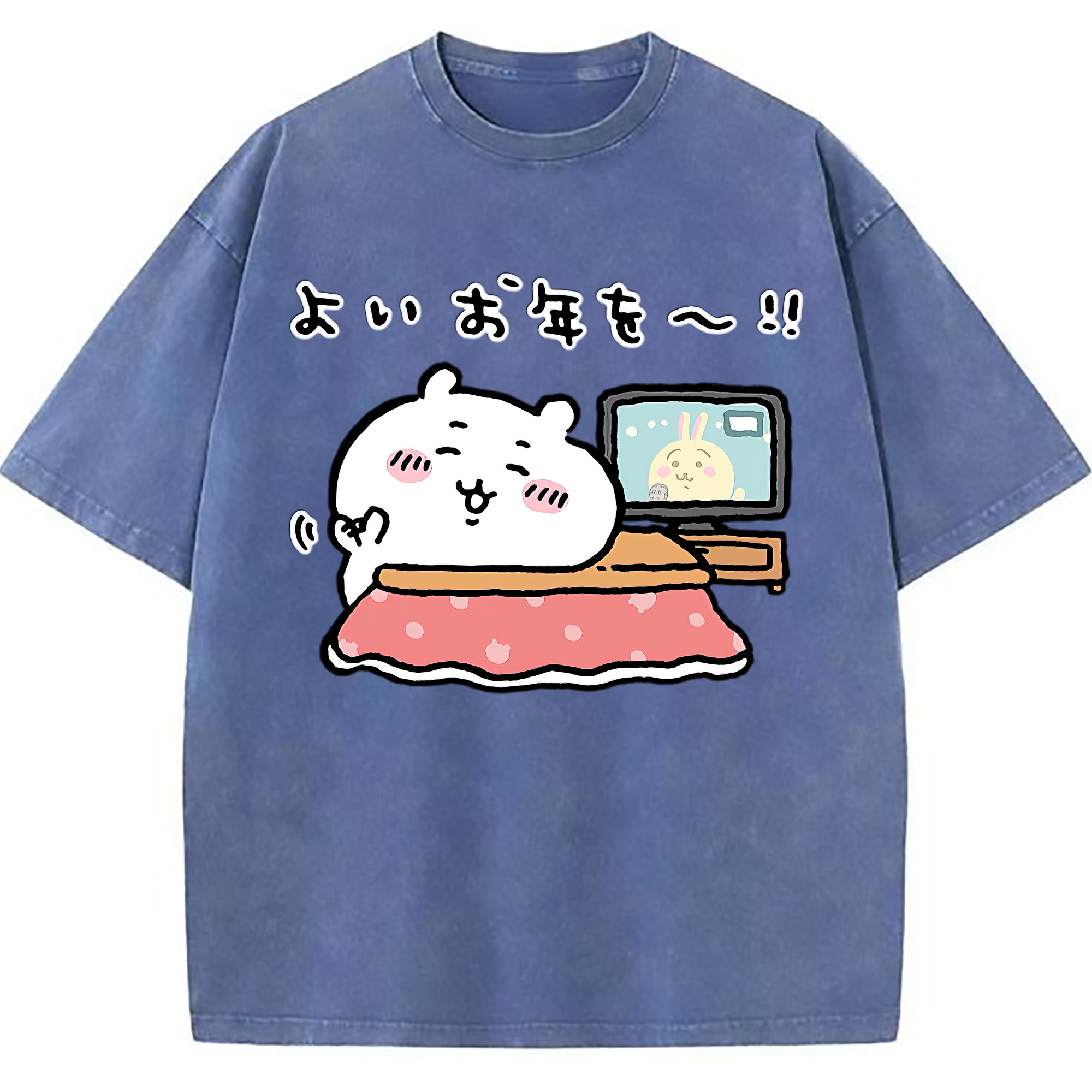 （画像用） ちいかわ ちいかわ Chii-kawa chiikawa 綿100% ヴィンテージ風 半袖Tシャツ（フロントプリント）