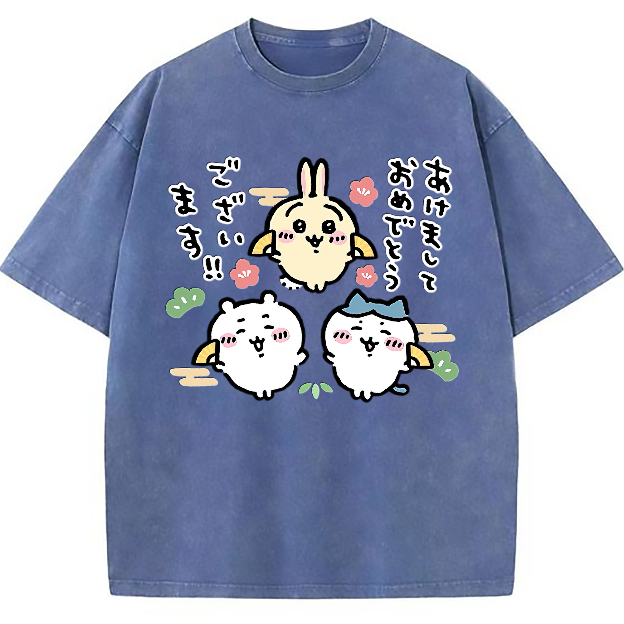 （画像用） ちいかわ ちいかわ Chii-kawa chiikawa 綿100% ヴィンテージ風 半袖Tシャツ（フロントプリント）
