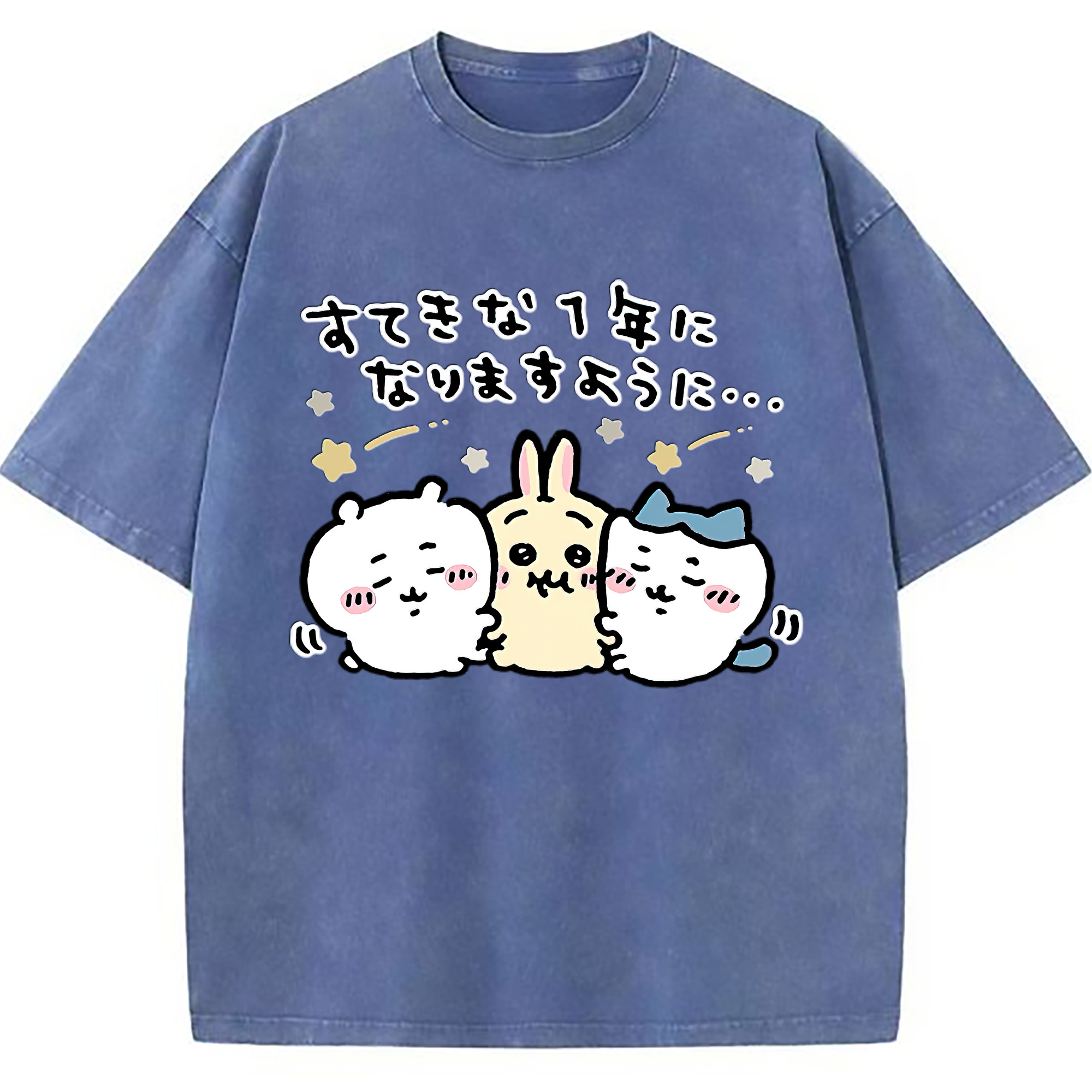 （画像用） ちいかわ ちいかわ Chii-kawa chiikawa 綿100% ヴィンテージ風 半袖Tシャツ（フロントプリント）
