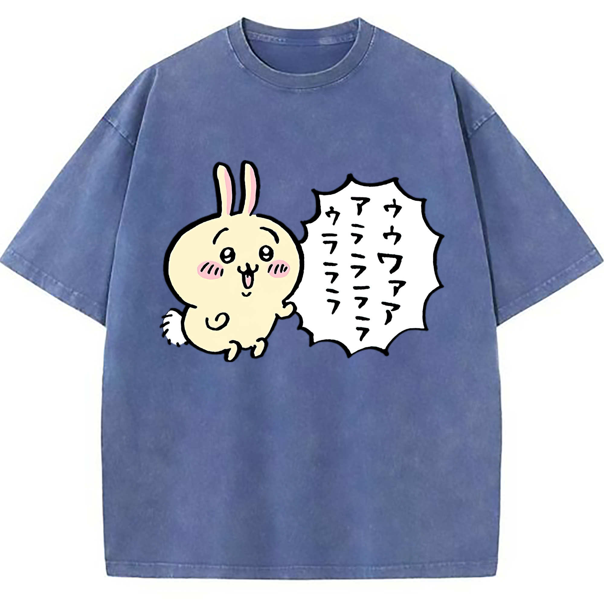 （画像用） ちいかわ うさぎ Chii-kawa usagi 綿100% ヴィンテージ風 半袖Tシャツ（フロントプリント）