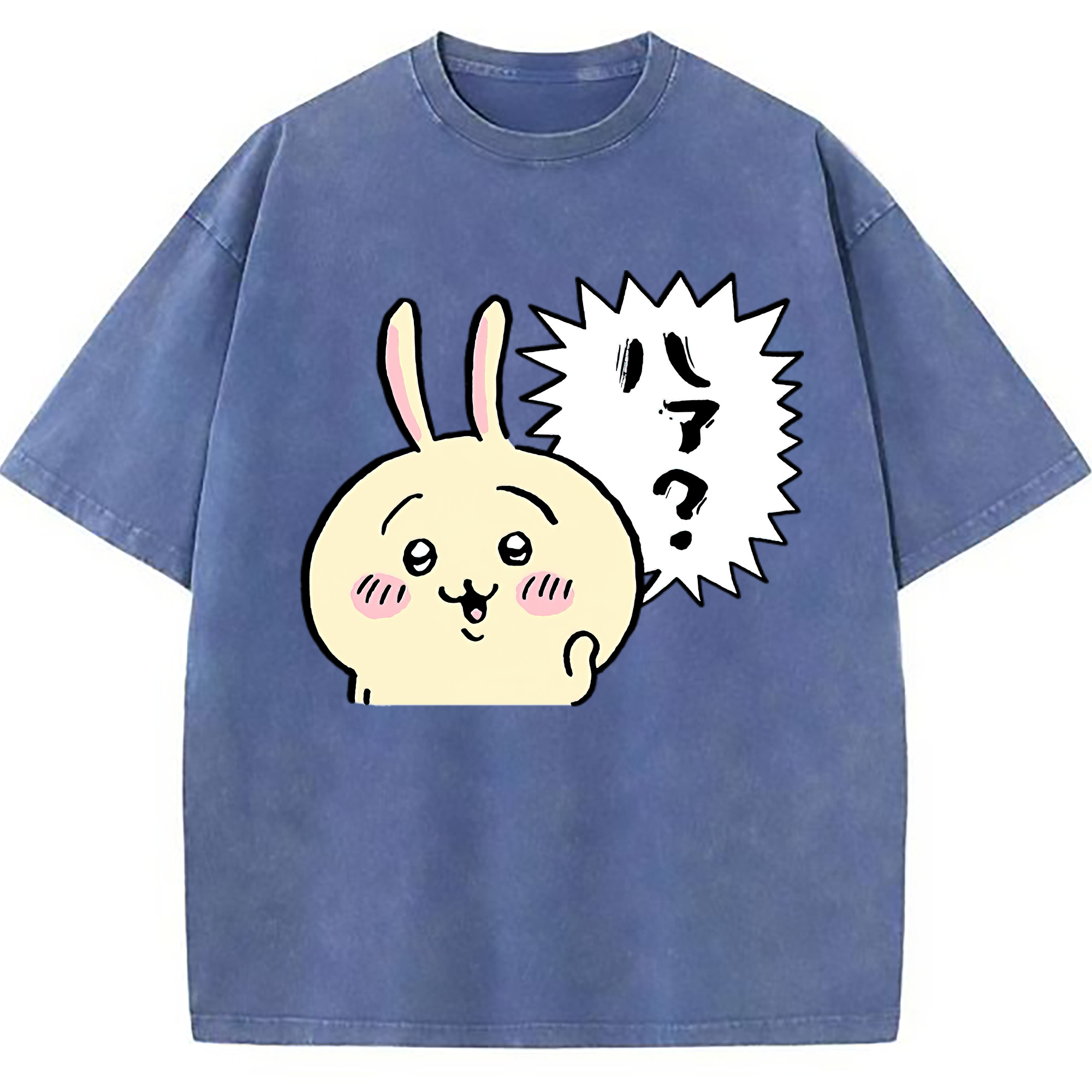 （画像用） ちいかわ うさぎ Chii-kawa usagi 綿100% ヴィンテージ風 半袖Tシャツ（フロントプリント）