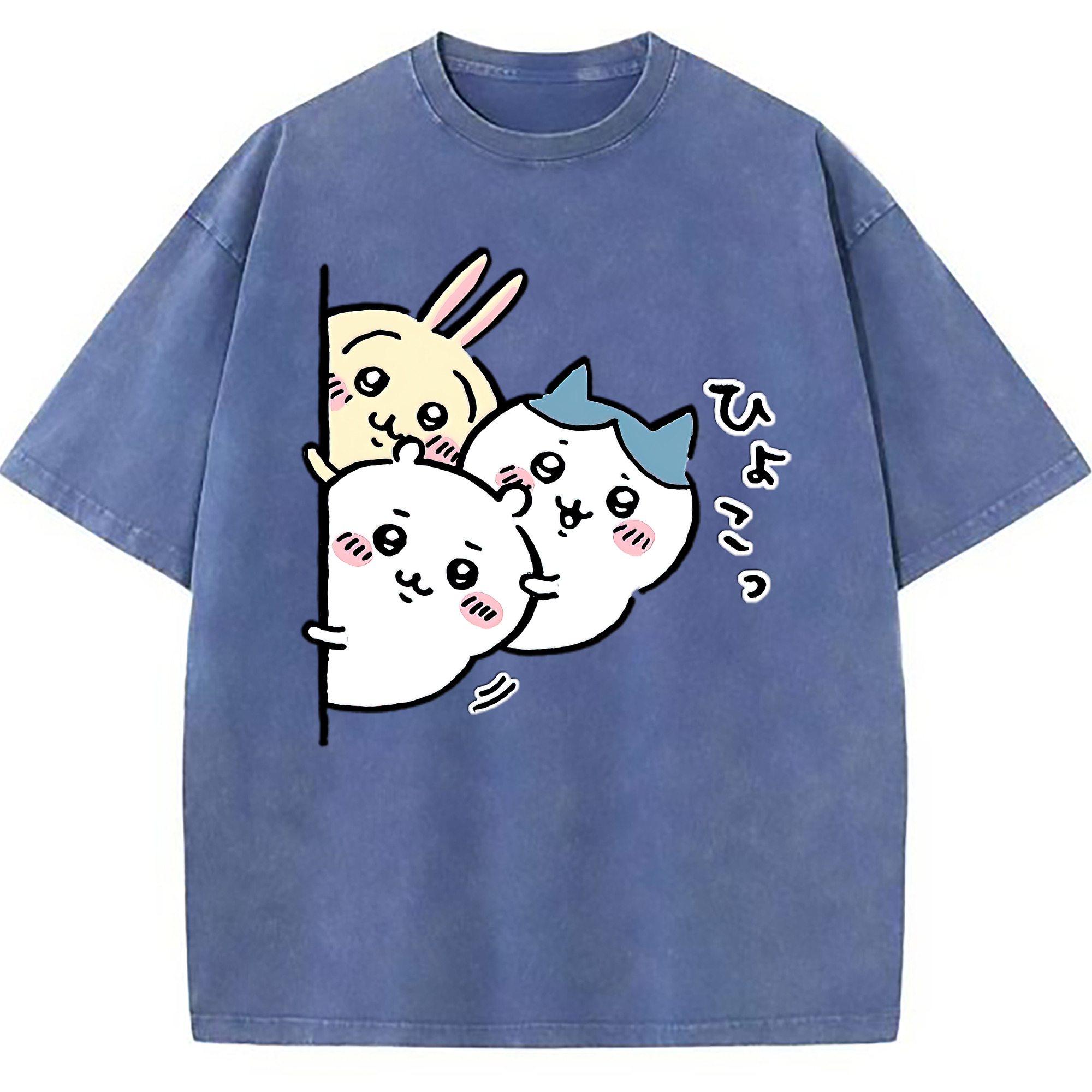 （画像用） ちいかわ うさぎ Chii-kawa usagi 綿100% ヴィンテージ風 半袖Tシャツ（フロントプリント）