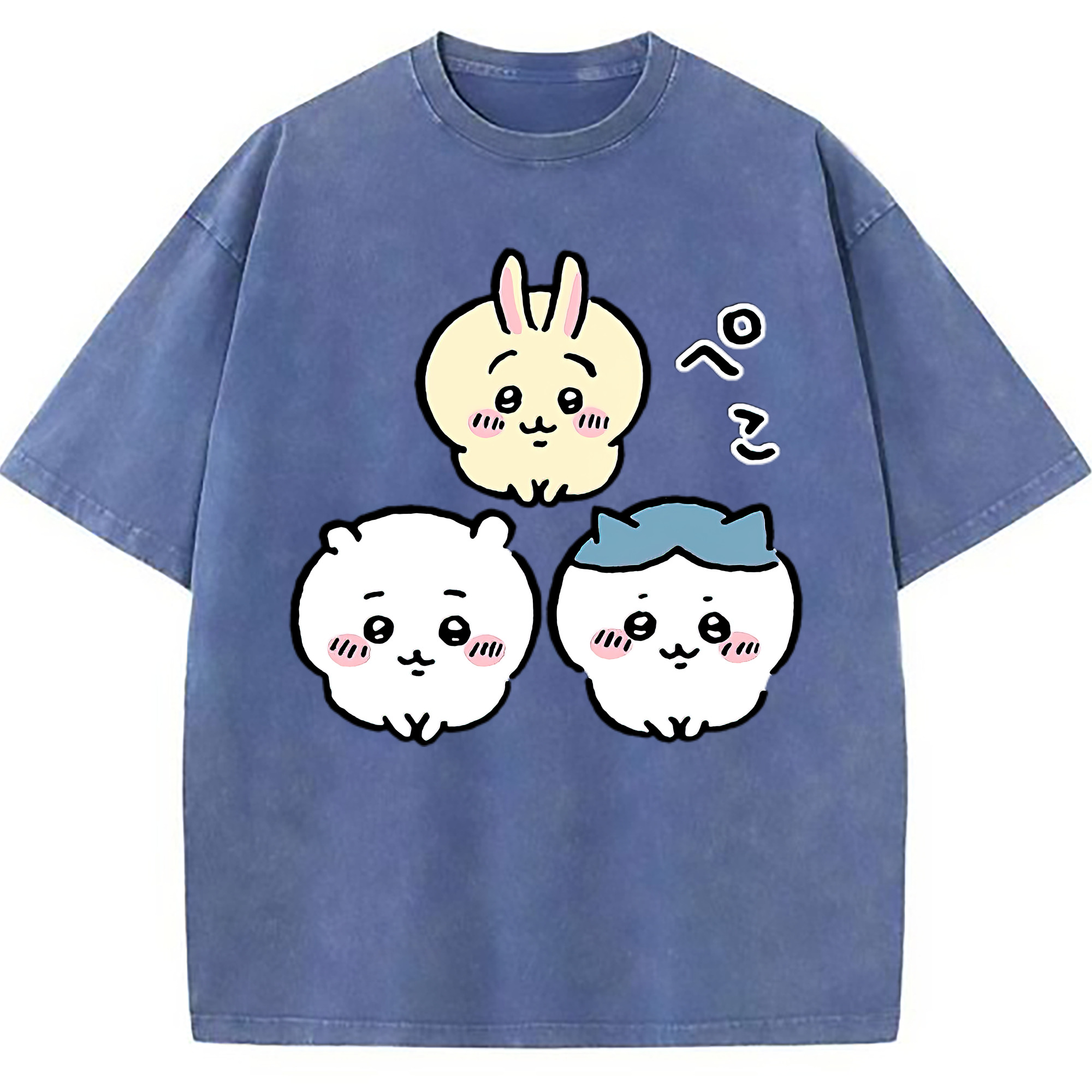 （画像用） ちいかわ うさぎ Chii-kawa usagi 綿100% ヴィンテージ風 半袖Tシャツ（フロントプリント）