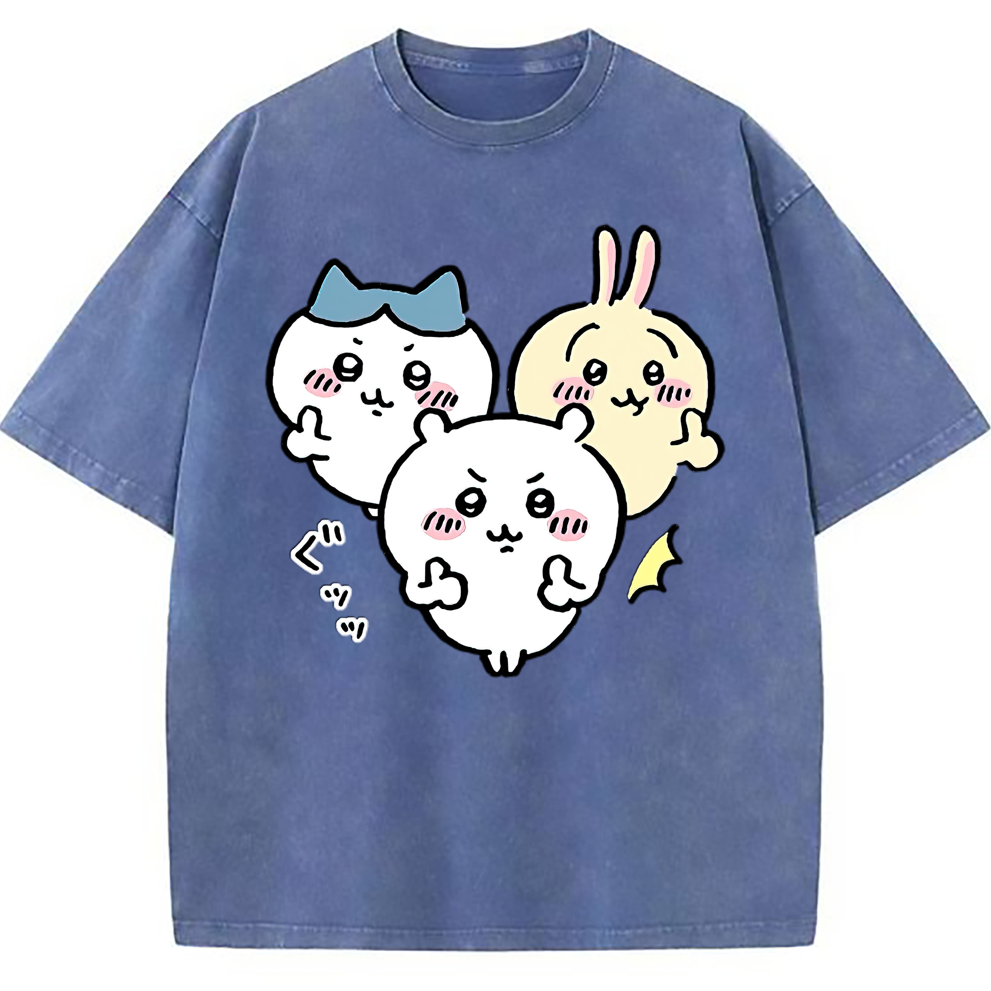 （画像用） ちいかわ うさぎ Chii-kawa usagi 綿100% ヴィンテージ風 半袖Tシャツ（フロントプリント）