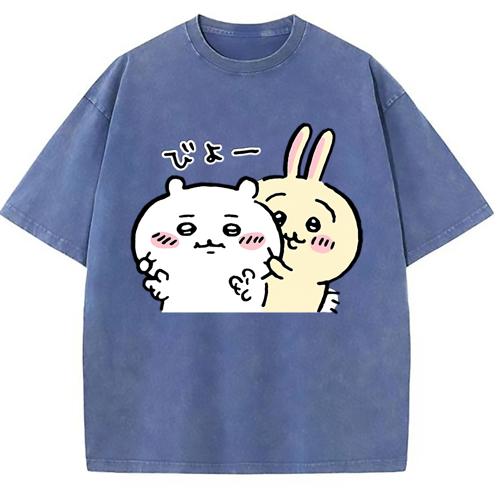 （画像用） ちいかわ うさぎ Chii-kawa usagi 綿100% ヴィンテージ風 半袖Tシャツ（フロントプリント）