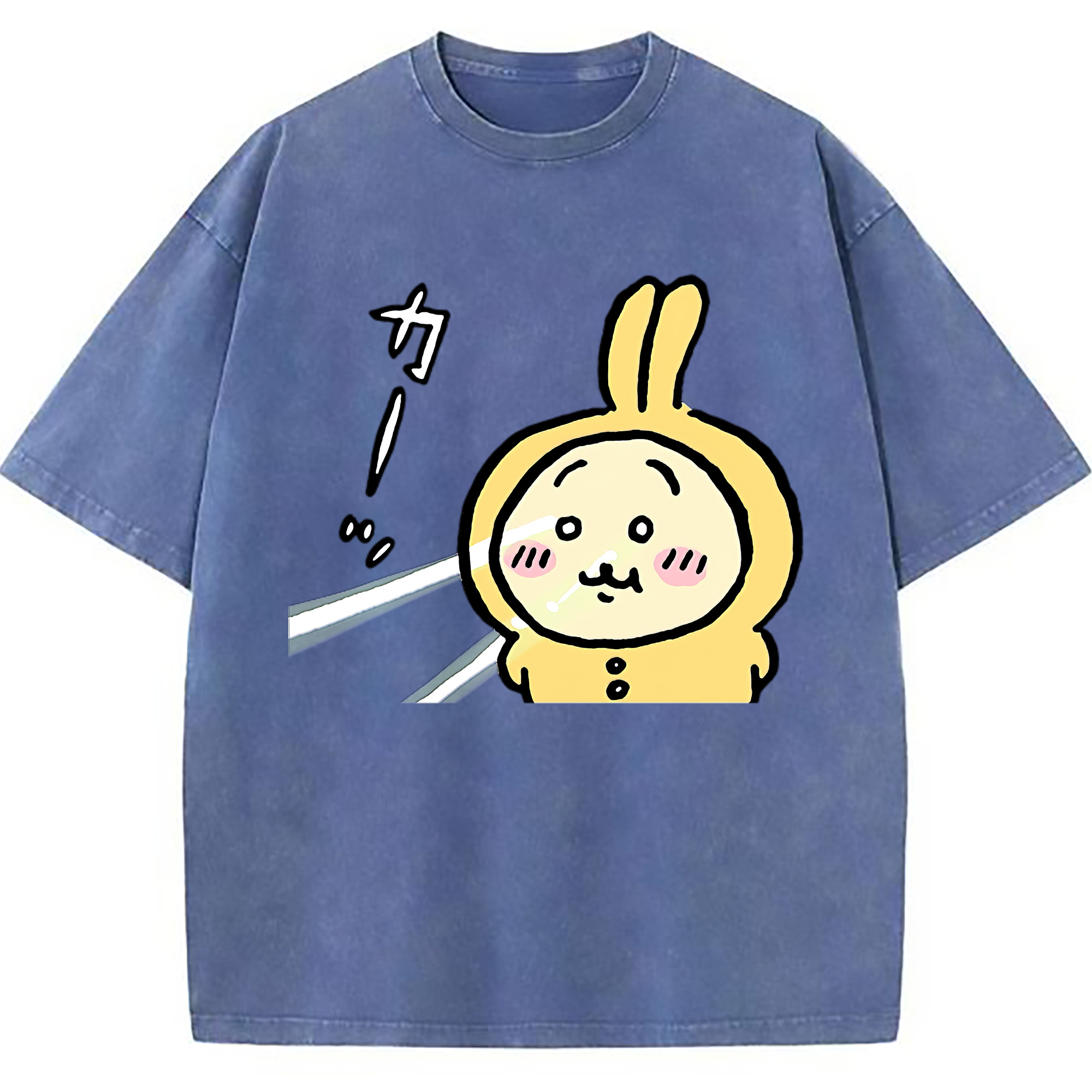 （画像用） ちいかわ うさぎ Chii-kawa usagi 綿100% ヴィンテージ風 半袖Tシャツ（フロントプリント）