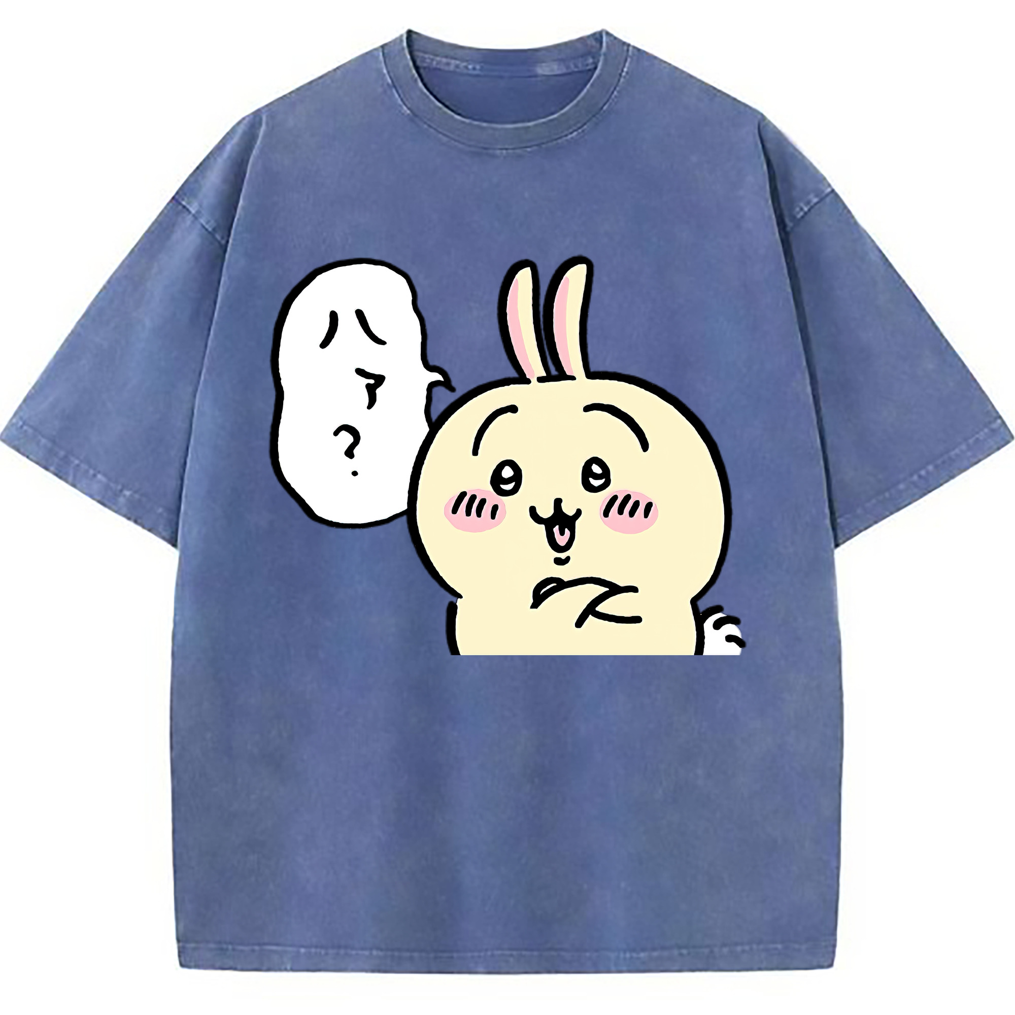 （画像用） ちいかわ うさぎ Chii-kawa usagi 綿100% ヴィンテージ風 半袖Tシャツ（フロントプリント）