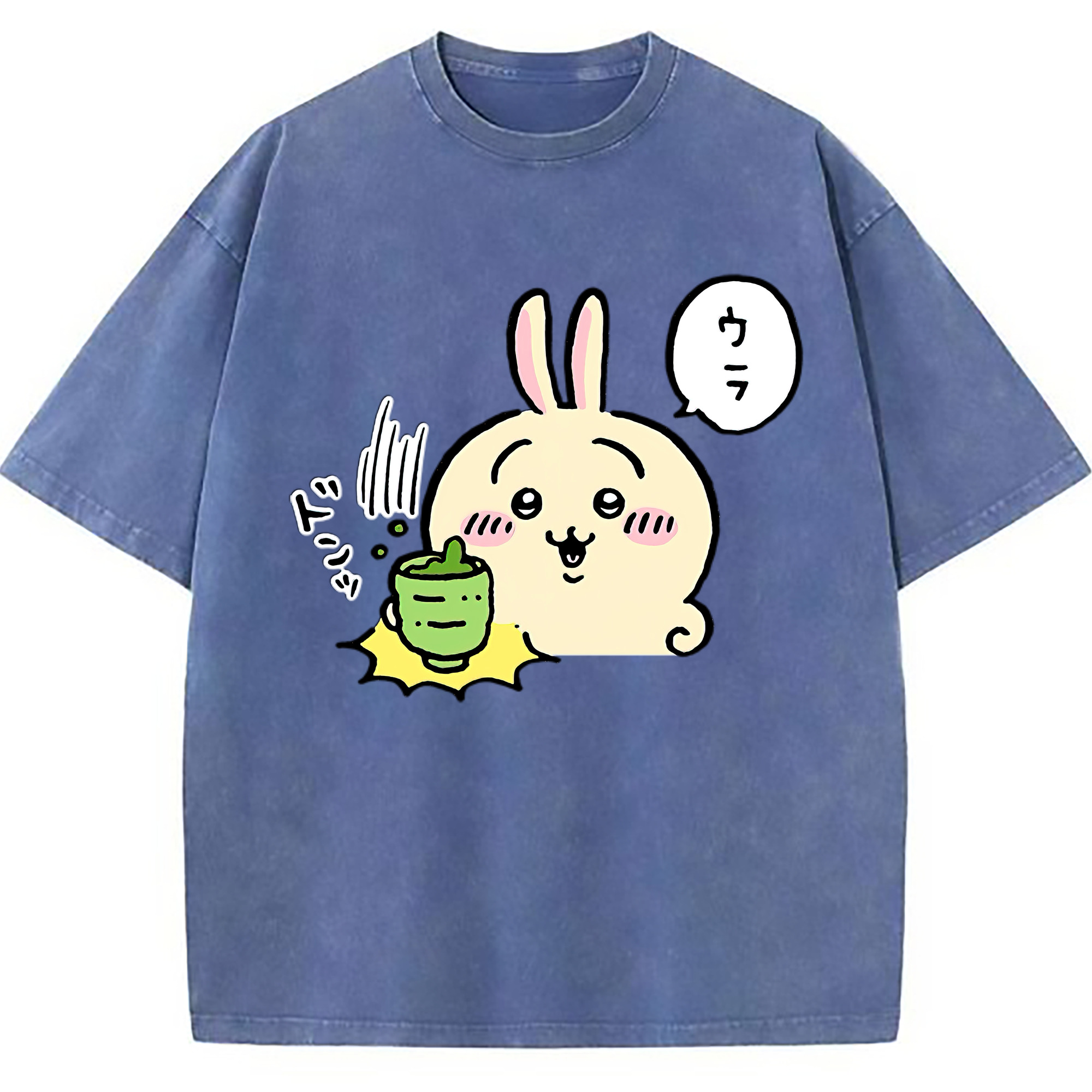 （画像用） ちいかわ うさぎ Chii-kawa usagi 綿100% ヴィンテージ風 半袖Tシャツ（フロントプリント）