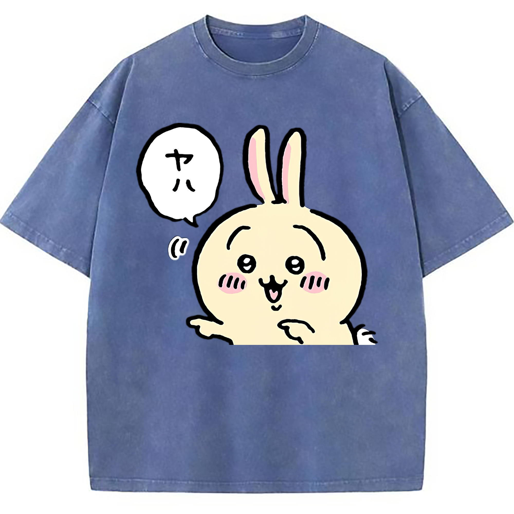（画像用） ちいかわ うさぎ Chii-kawa usagi 綿100% ヴィンテージ風 半袖Tシャツ（フロントプリント）