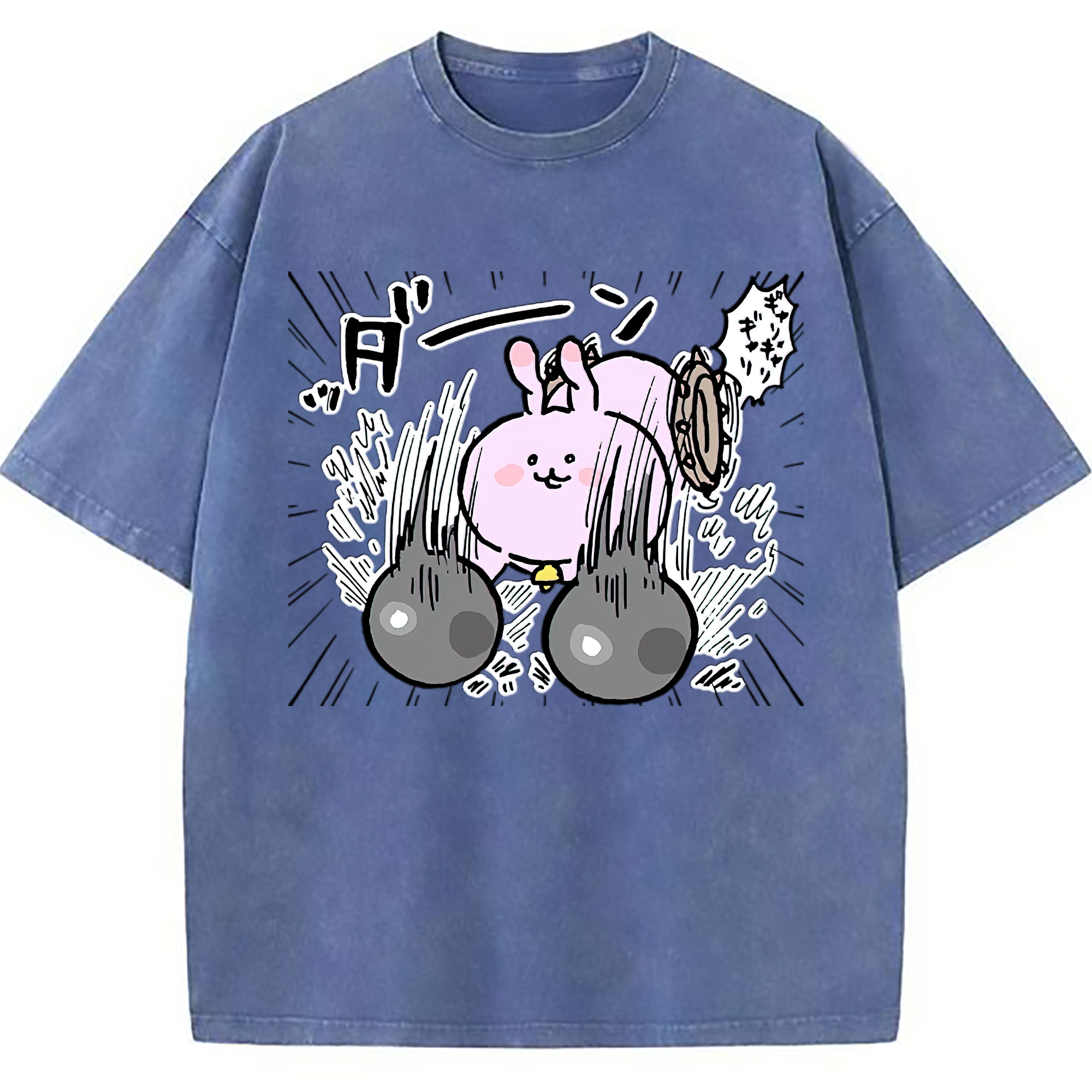 （画像用） ちいかわ うさぎ Chii-kawa usagi 綿100% ヴィンテージ風 半袖Tシャツ（フロントプリント）