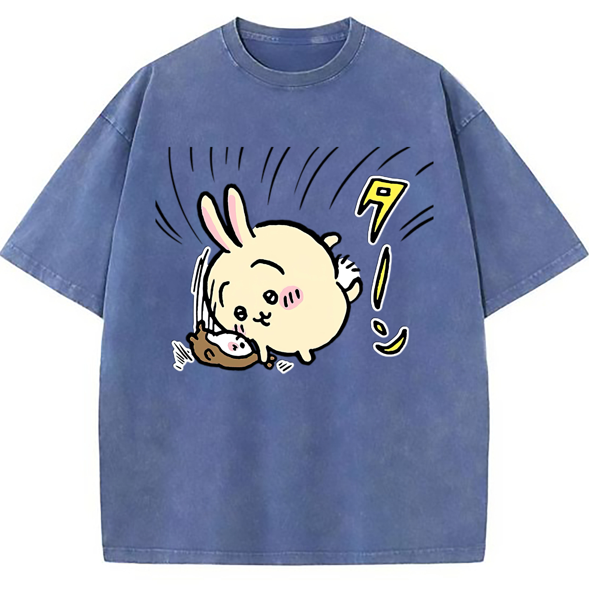 （画像用） ちいかわ うさぎ Chii-kawa usagi 綿100% ヴィンテージ風 半袖Tシャツ（フロントプリント）