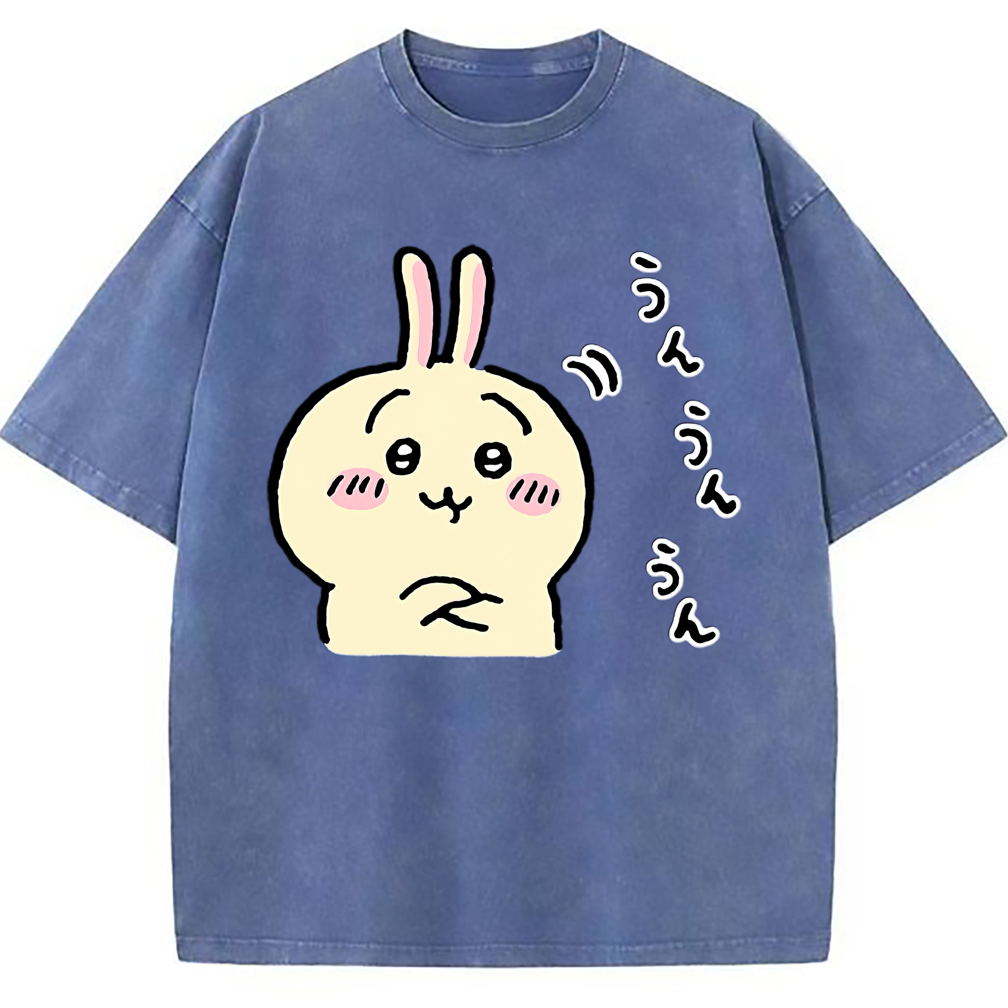 （画像用） ちいかわ うさぎ Chii-kawa usagi 綿100% ヴィンテージ風 半袖Tシャツ（フロントプリント）