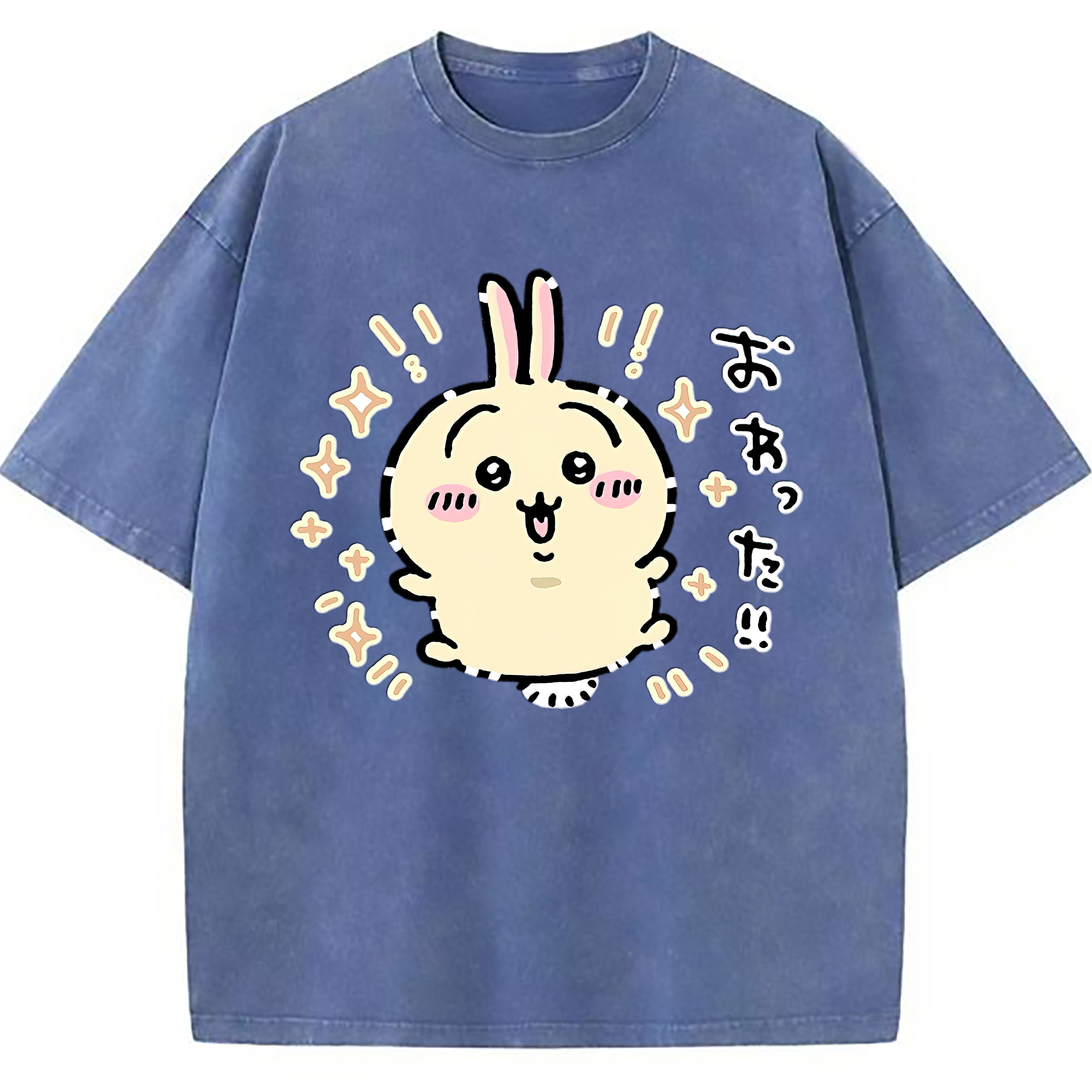 （画像用） ちいかわ うさぎ Chii-kawa usagi 綿100% ヴィンテージ風 半袖Tシャツ（フロントプリント）