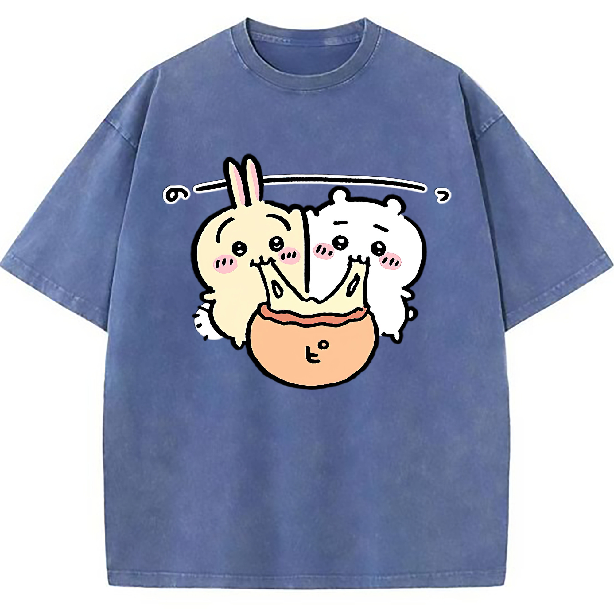 （画像用） ちいかわ うさぎ Chii-kawa usagi 綿100% ヴィンテージ風 半袖Tシャツ（フロントプリント）