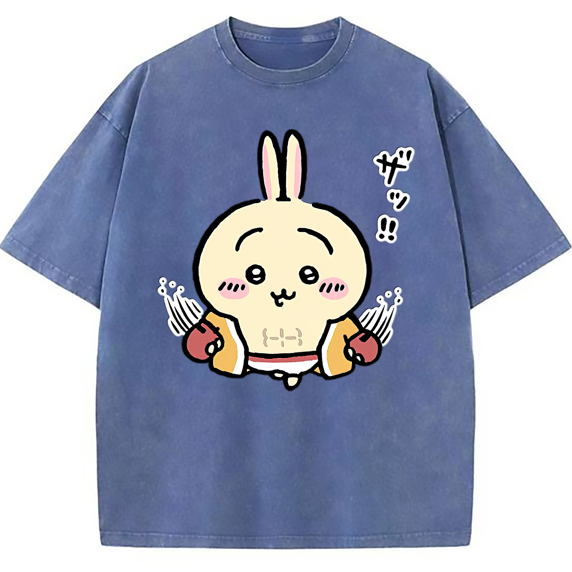 （画像用） ちいかわ うさぎ Chii-kawa usagi 綿100% ヴィンテージ風 半袖Tシャツ（フロントプリント）