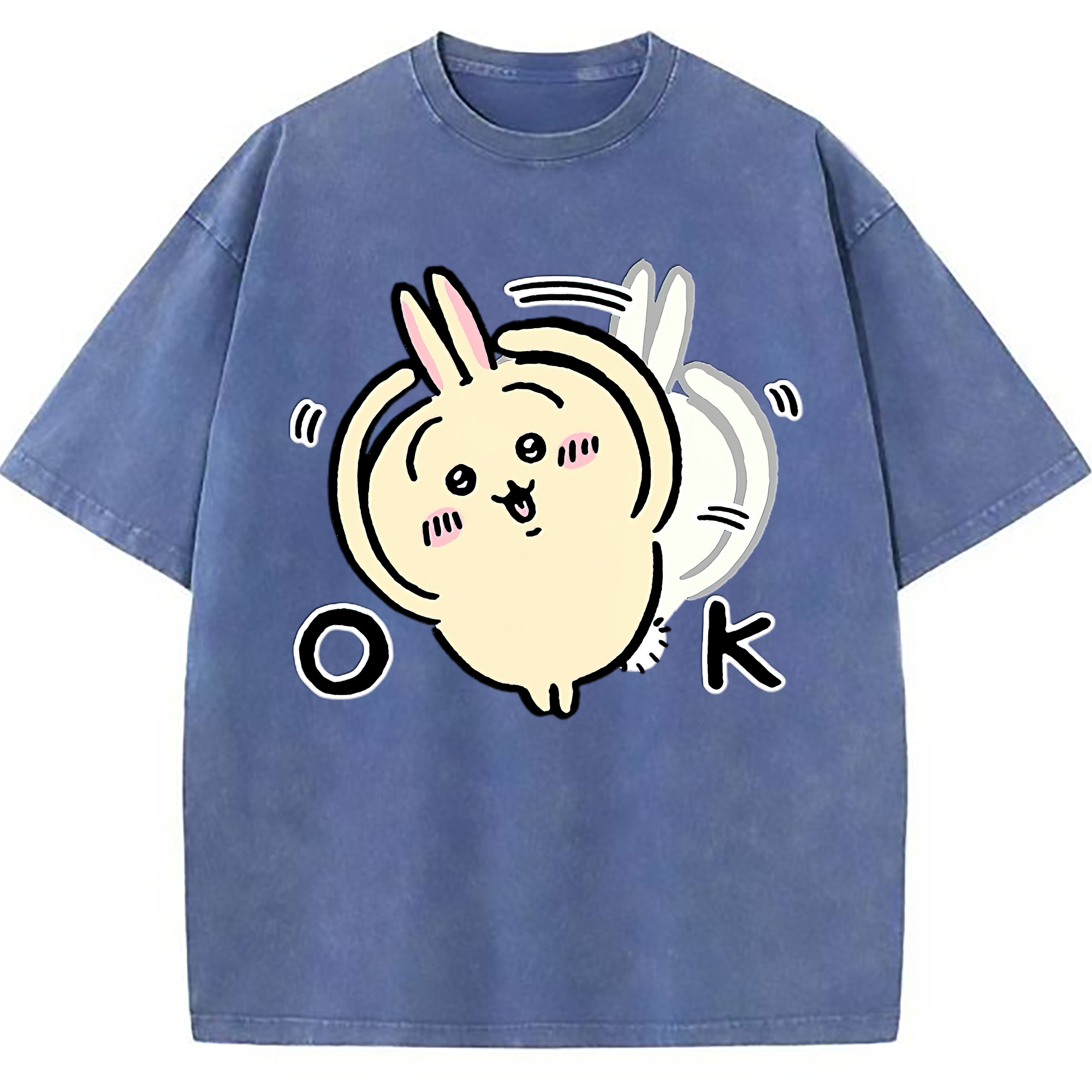 （画像用） ちいかわ うさぎ Chii-kawa usagi 綿100% ヴィンテージ風 半袖Tシャツ（フロントプリント）