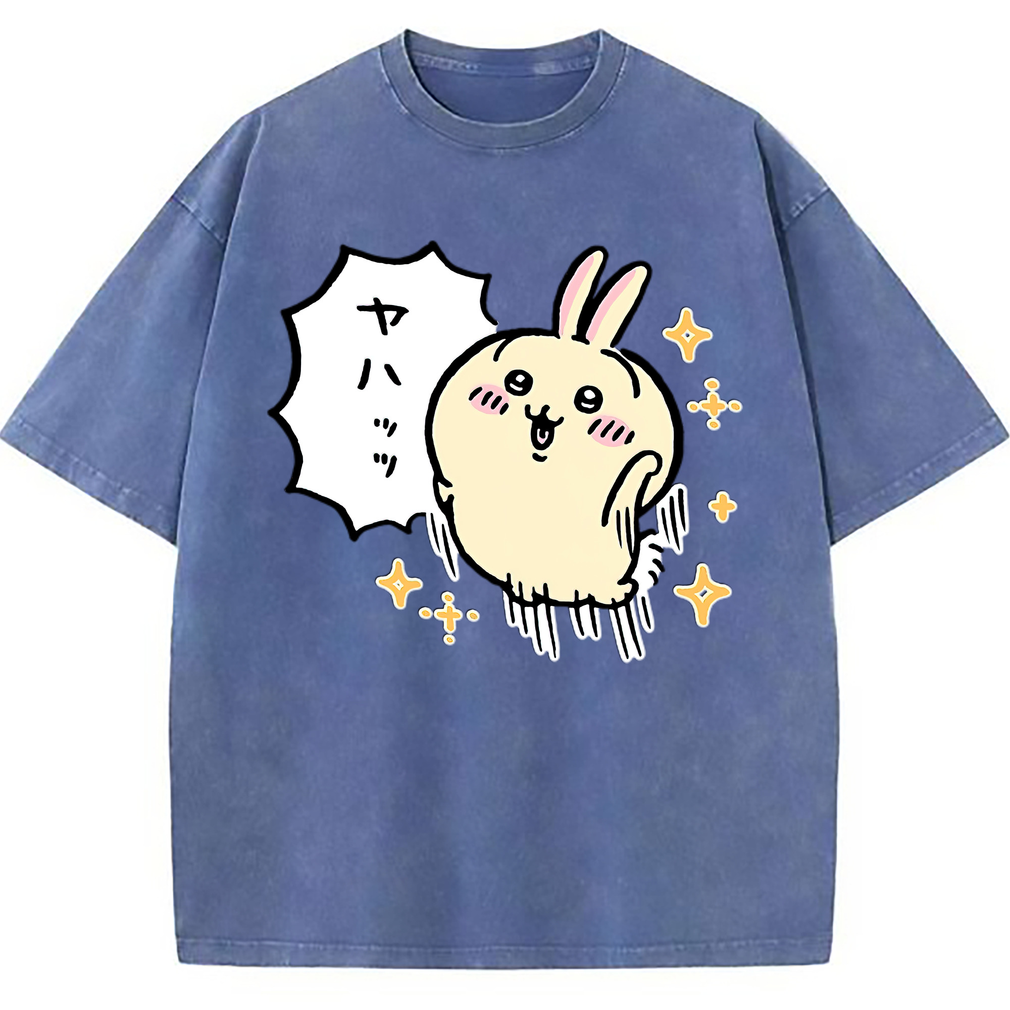 （画像用） ちいかわ うさぎ Chii-kawa usagi 綿100% ヴィンテージ風 半袖Tシャツ（フロントプリント）