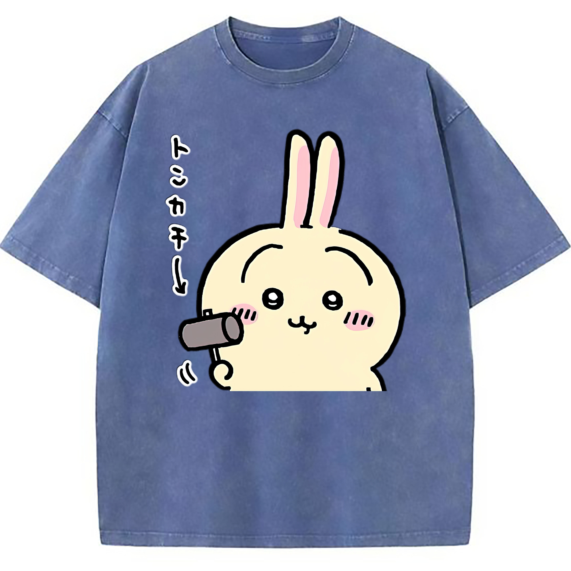 （画像用） ちいかわ うさぎ Chii-kawa usagi 綿100% ヴィンテージ風 半袖Tシャツ（フロントプリント）