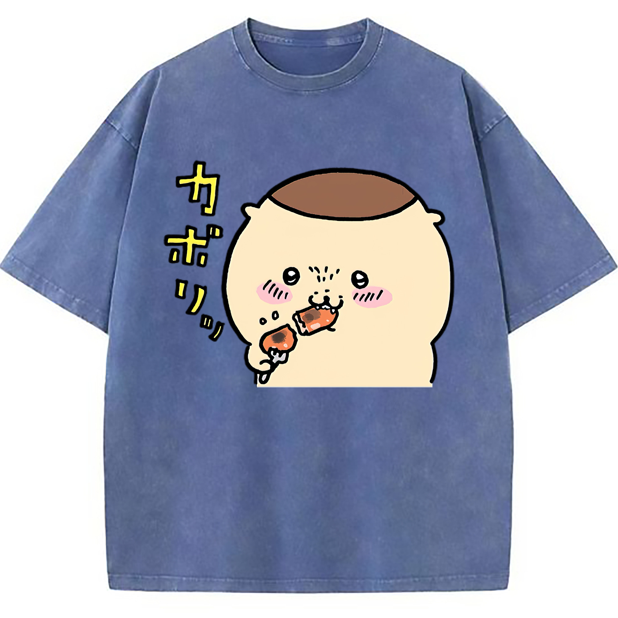 （画像用） ちいかわ くりまんじゅう Chii-kawa kuri manjū 綿100% ヴィンテージ風 半袖Tシャツ（フロントプリント）