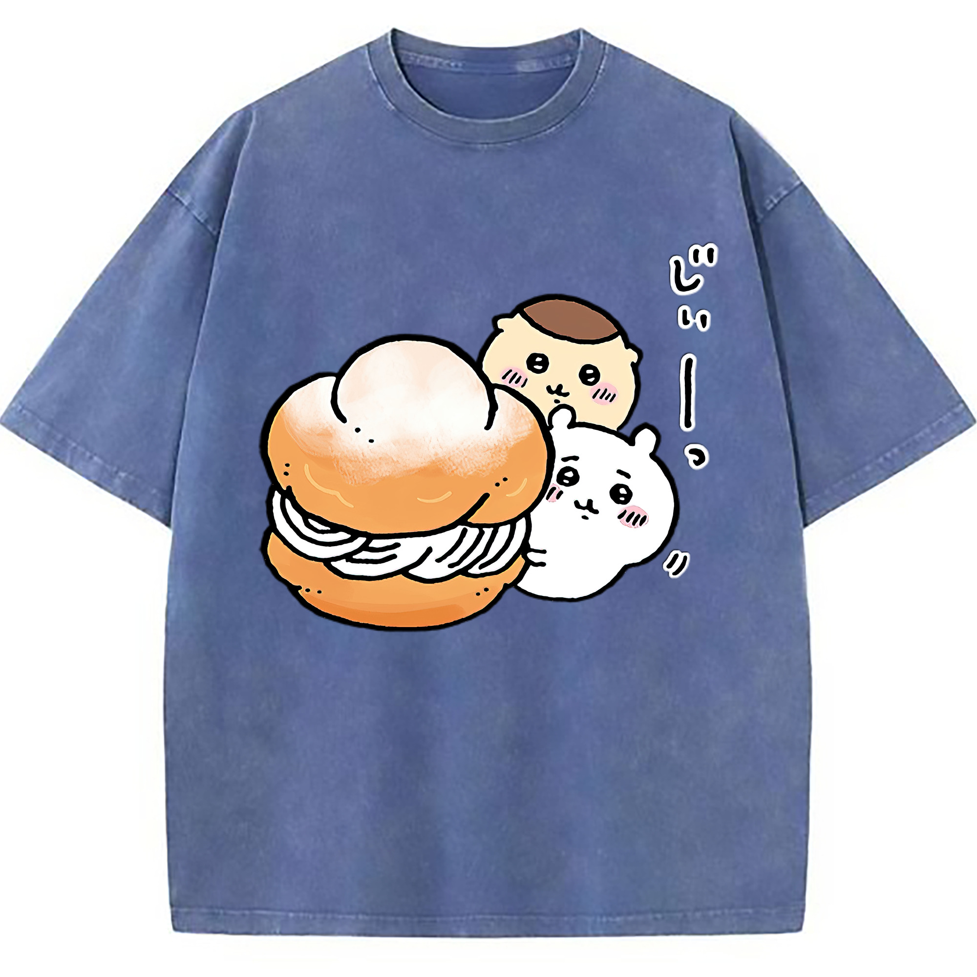 （画像用） ちいかわ くりまんじゅう Chii-kawa kuri manjū 綿100% ヴィンテージ風 半袖Tシャツ（フロントプリント）