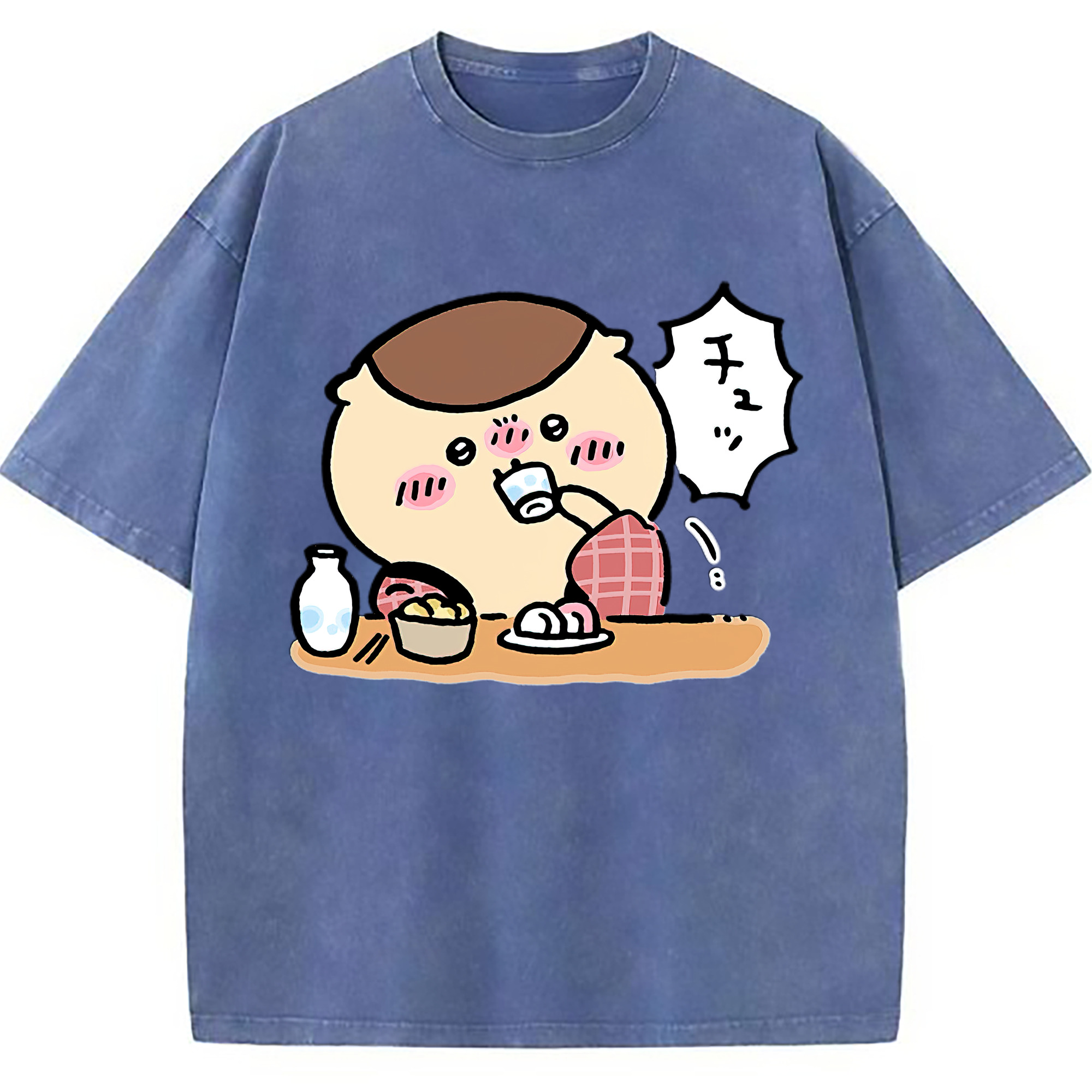 （画像用） ちいかわ くりまんじゅう Chii-kawa kuri manjū 綿100% ヴィンテージ風 半袖Tシャツ（フロントプリント）