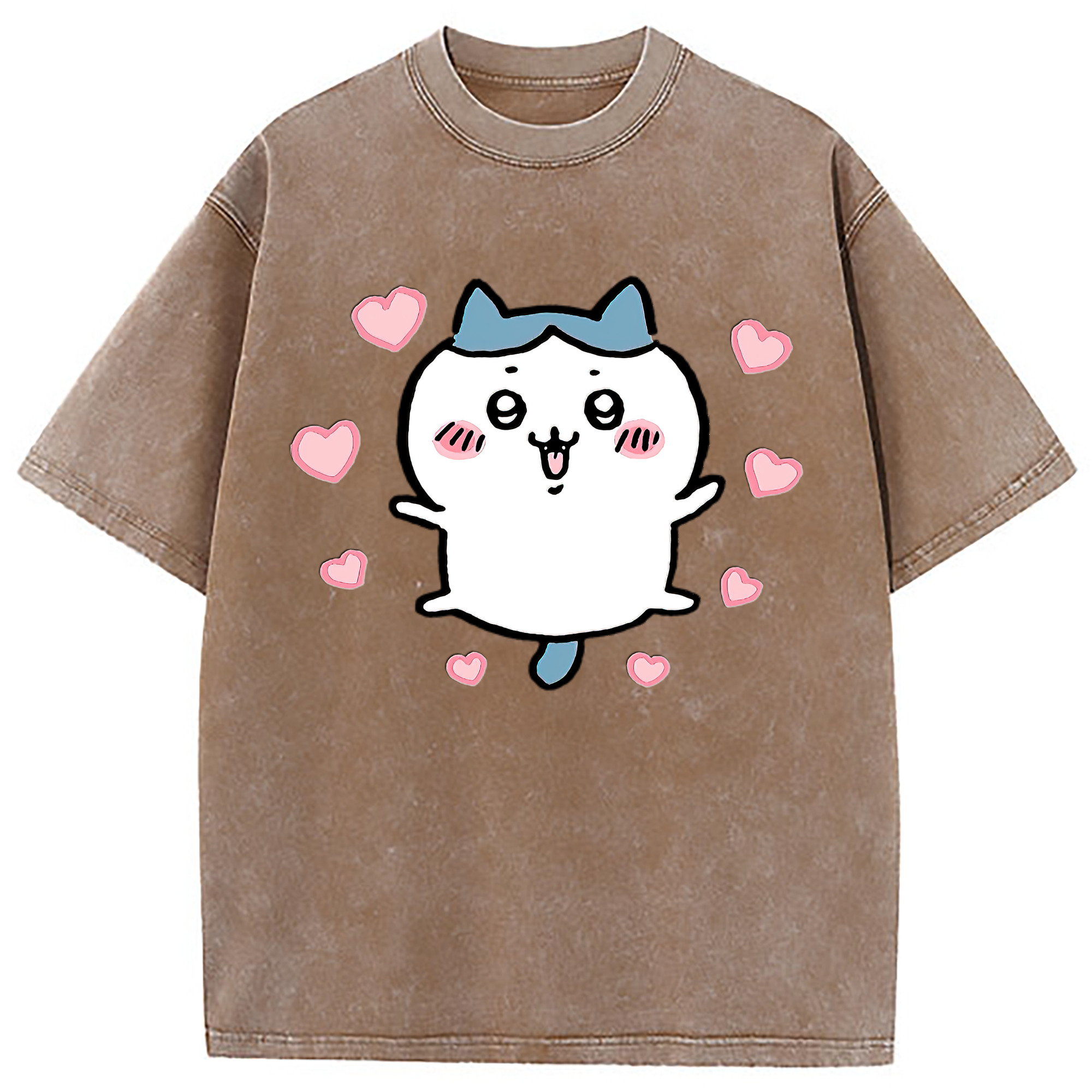 （画像用） ちいかわ ハチワレ Chii-kawa hachiware 綿100% ヴィンテージ風 半袖Tシャツ（フロントプリント）