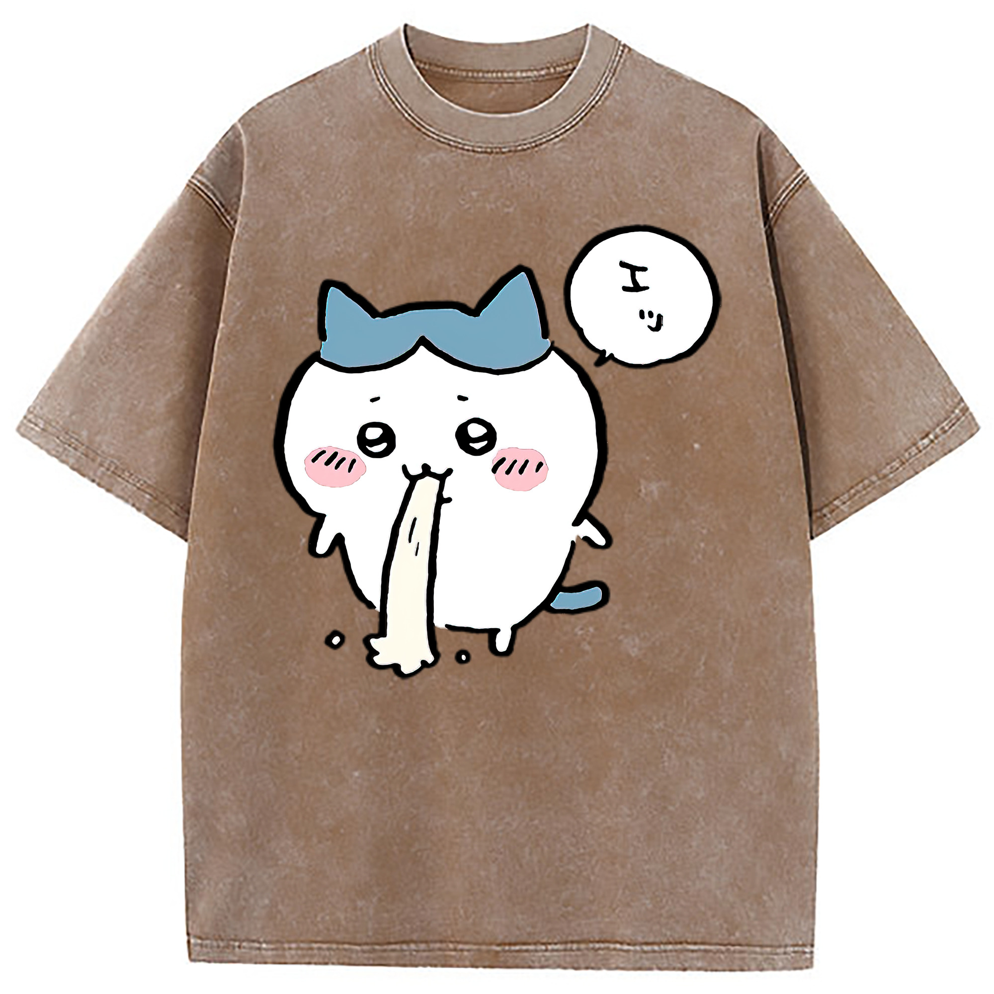 （画像用） ちいかわ ハチワレ Chii-kawa hachiware 綿100% ヴィンテージ風 半袖Tシャツ（フロントプリント）