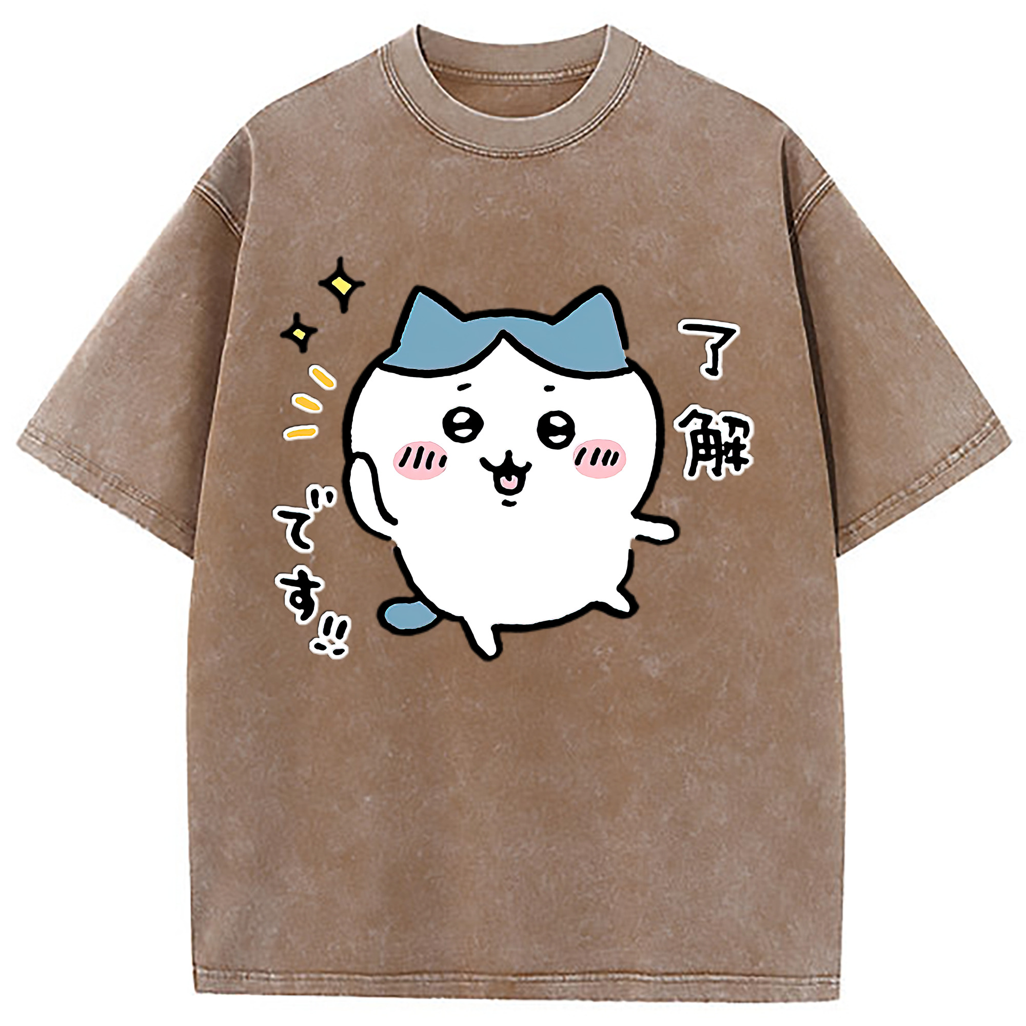 （画像用） ちいかわ ハチワレ Chii-kawa hachiware 綿100% ヴィンテージ風 半袖Tシャツ（フロントプリント）
