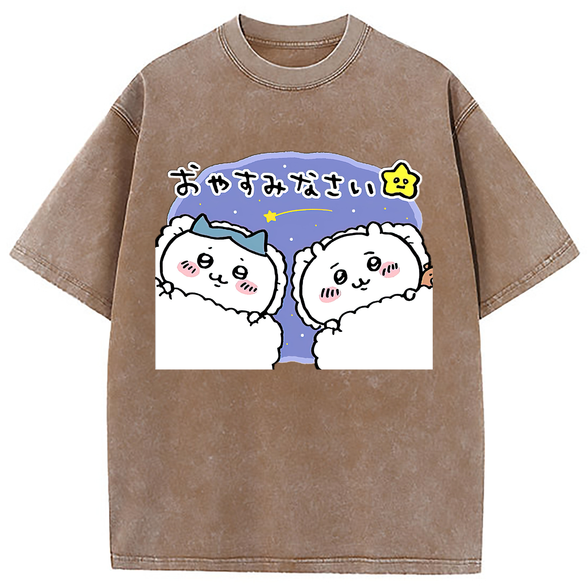 （画像用） ちいかわ ハチワレ Chii-kawa hachiware 綿100% ヴィンテージ風 半袖Tシャツ（フロントプリント）