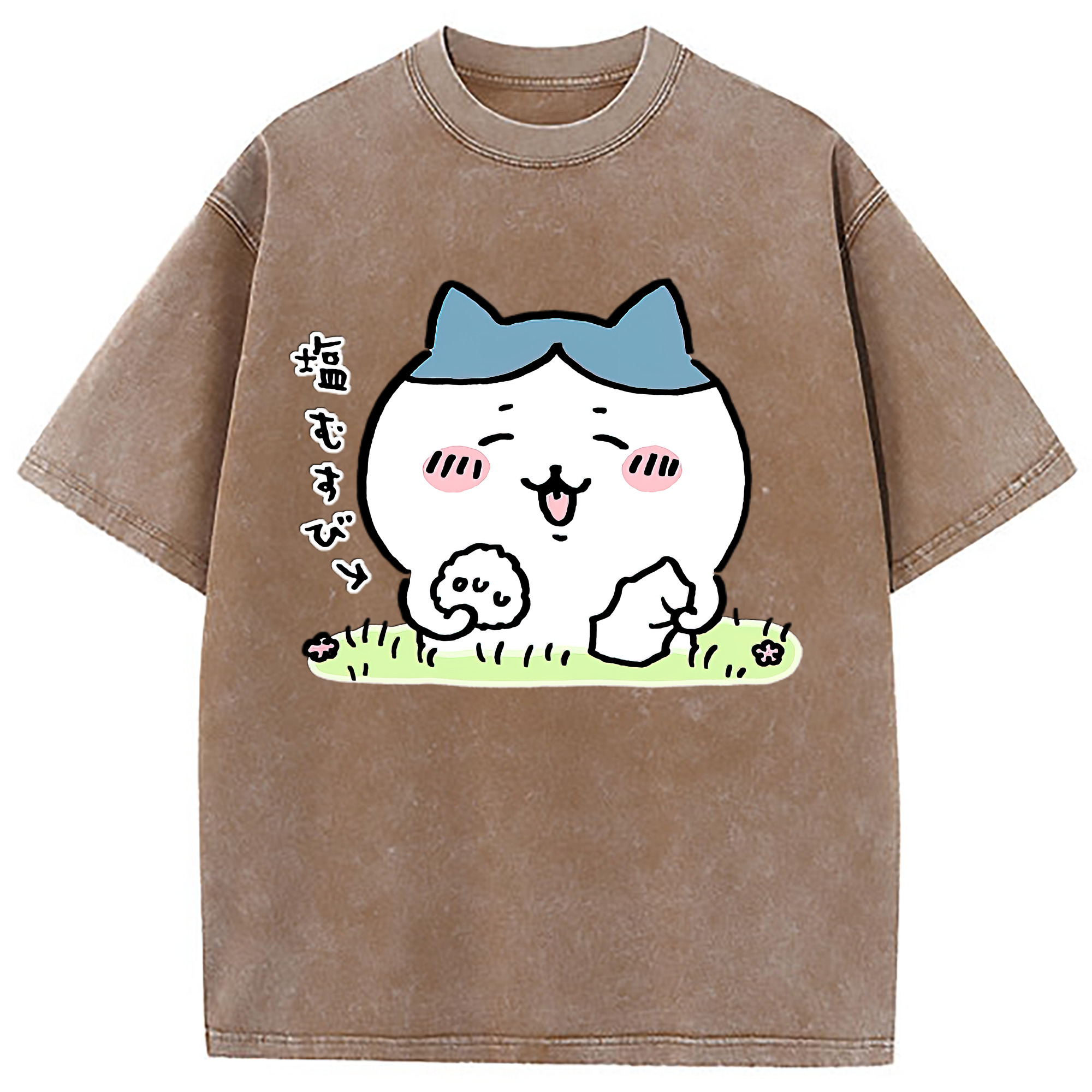 （画像用） ちいかわ ハチワレ Chii-kawa hachiware 綿100% ヴィンテージ風 半袖Tシャツ（フロントプリント）