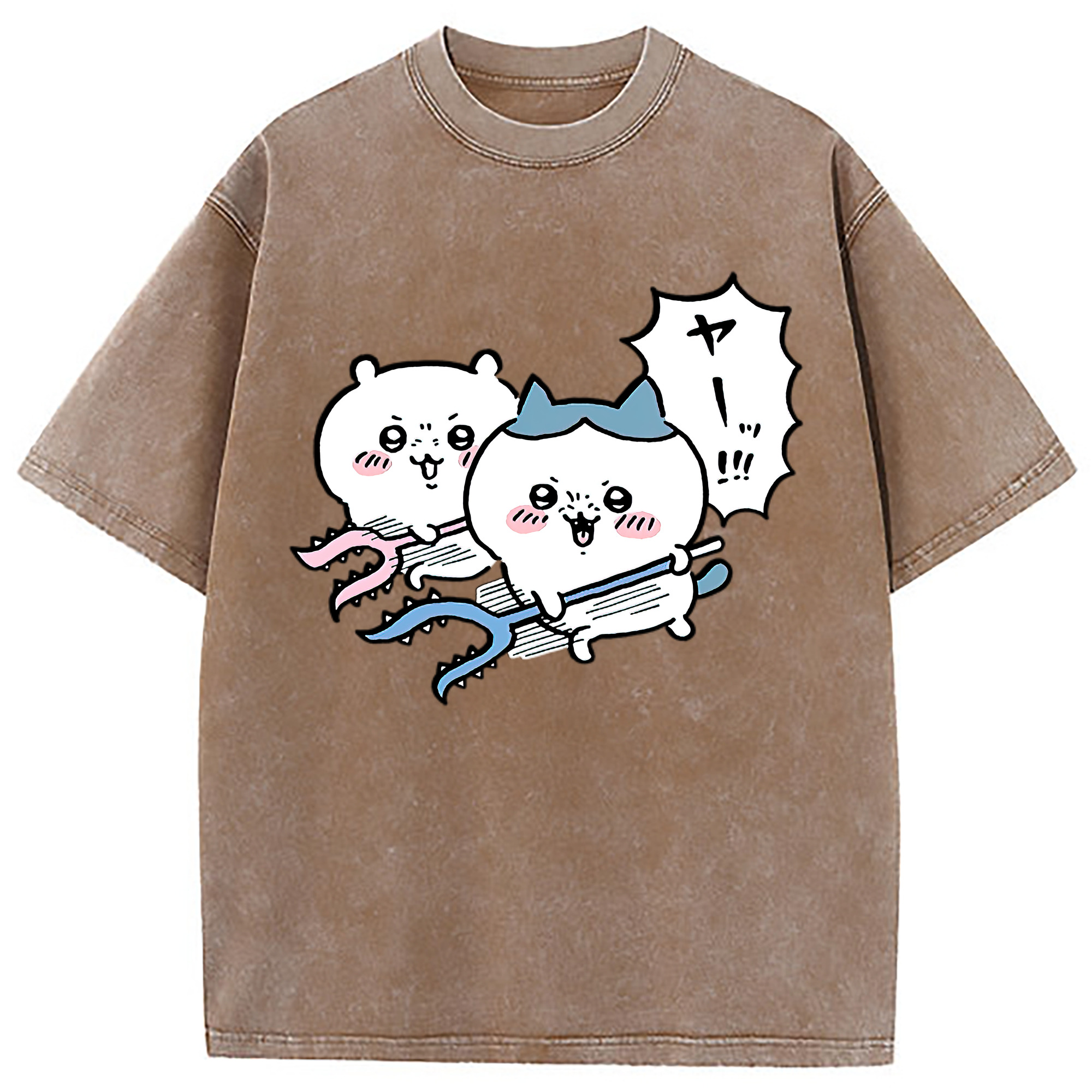 （画像用） ちいかわ ハチワレ Chii-kawa hachiware 綿100% ヴィンテージ風 半袖Tシャツ（フロントプリント）