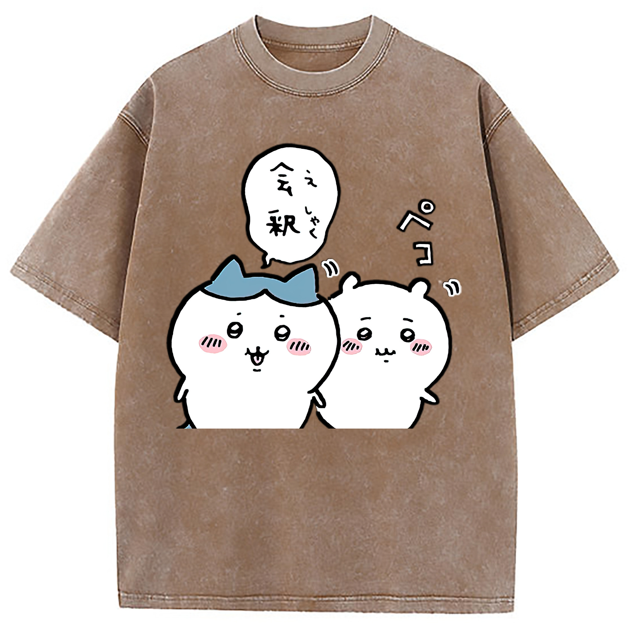 （画像用） ちいかわ ハチワレ Chii-kawa hachiware 綿100% ヴィンテージ風 半袖Tシャツ（フロントプリント）