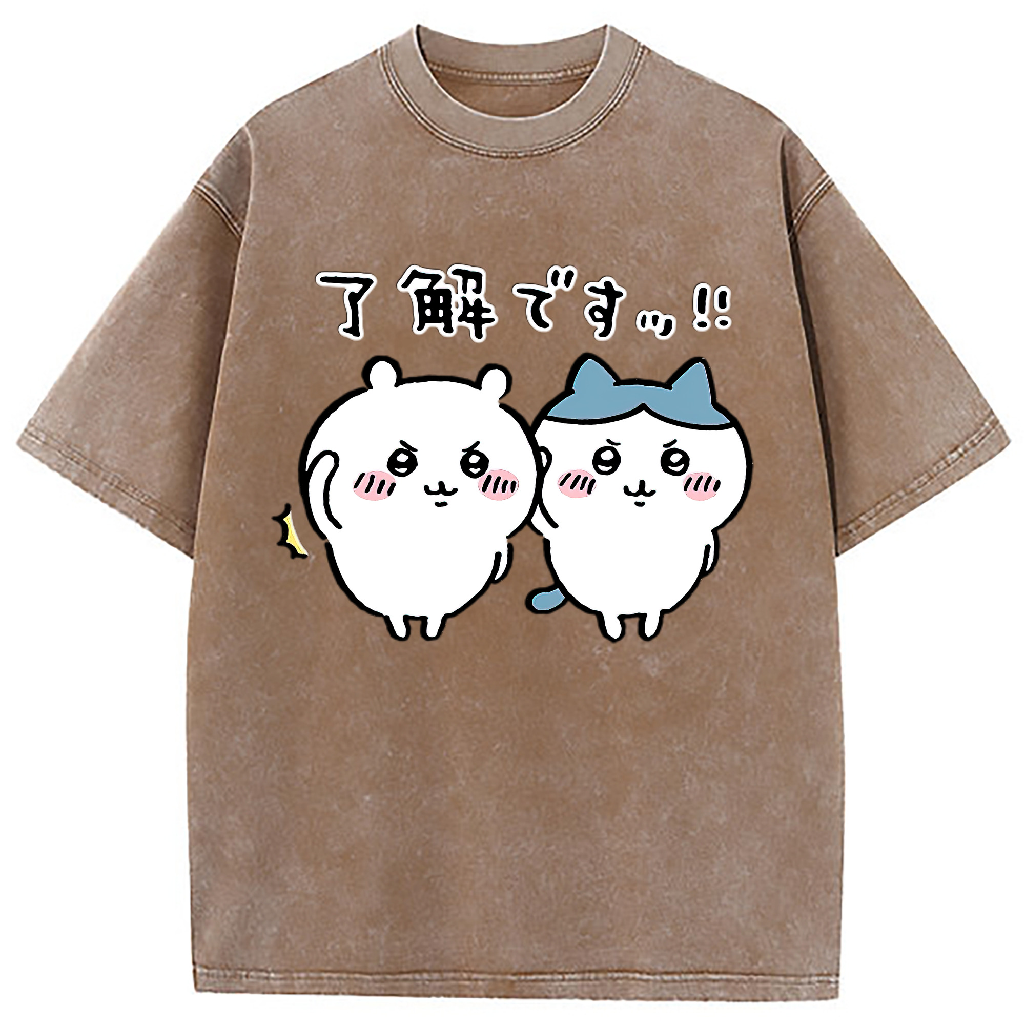 （画像用） ちいかわ ハチワレ Chii-kawa hachiware 綿100% ヴィンテージ風 半袖Tシャツ（フロントプリント）