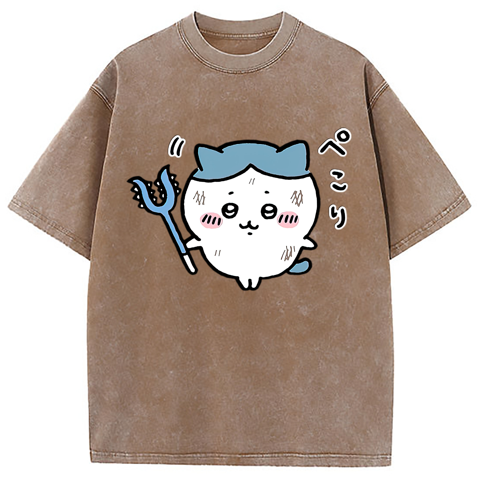 （画像用） ちいかわ ハチワレ Chii-kawa hachiware 綿100% ヴィンテージ風 半袖Tシャツ（フロントプリント）