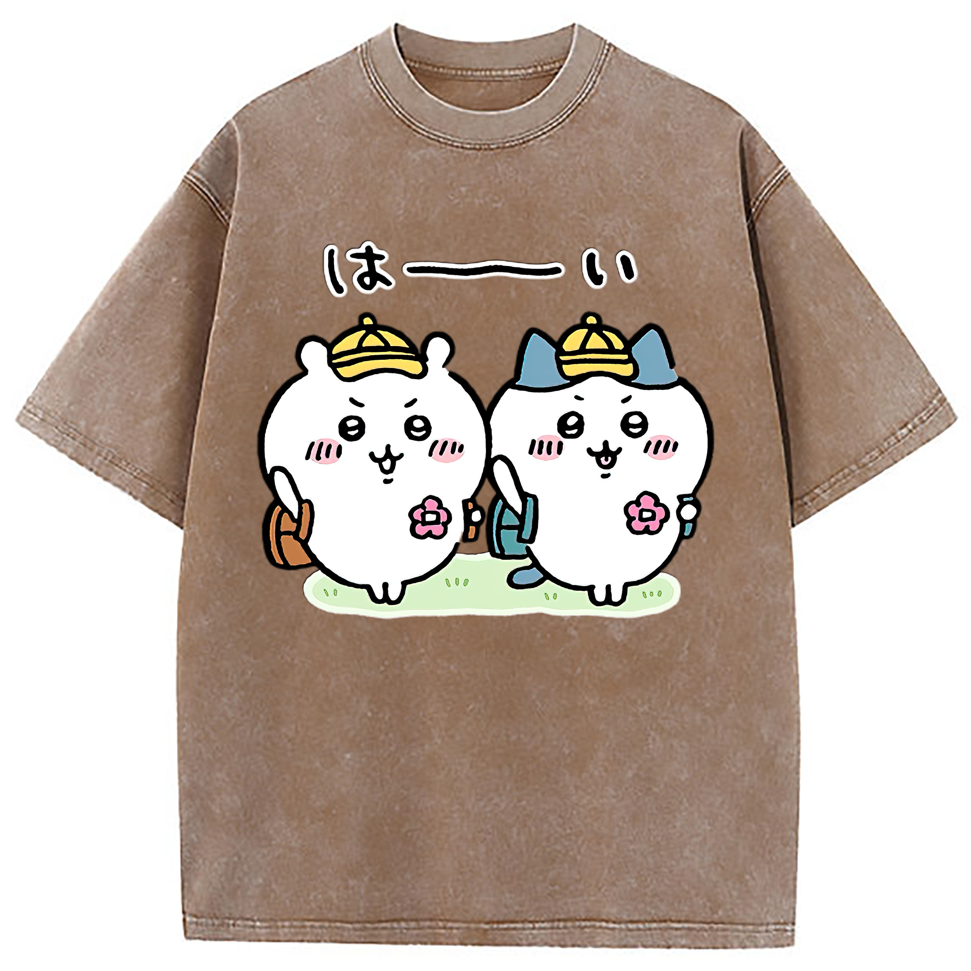 （画像用） ちいかわ ハチワレ Chii-kawa hachiware 綿100% ヴィンテージ風 半袖Tシャツ（フロントプリント）