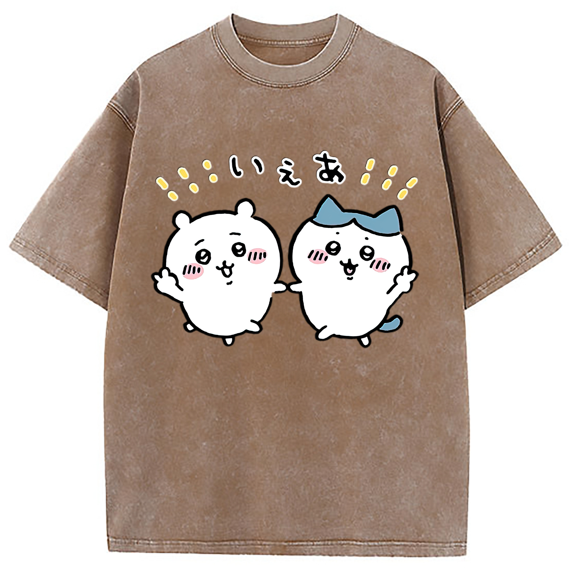 （画像用） ちいかわ ハチワレ Chii-kawa hachiware 綿100% ヴィンテージ風 半袖Tシャツ（フロントプリント）