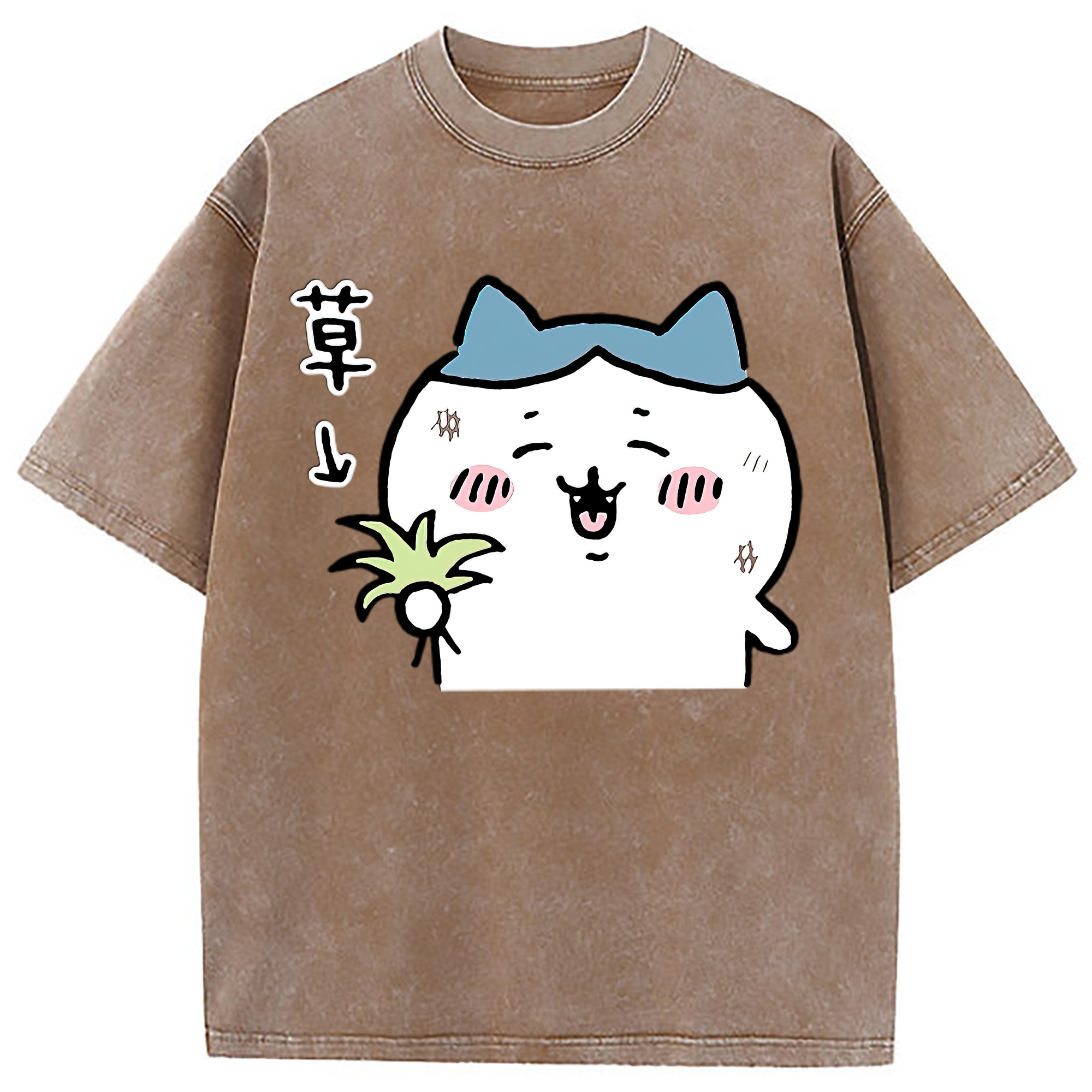 （画像用） ちいかわ ハチワレ Chii-kawa hachiware 綿100% ヴィンテージ風 半袖Tシャツ（フロントプリント）