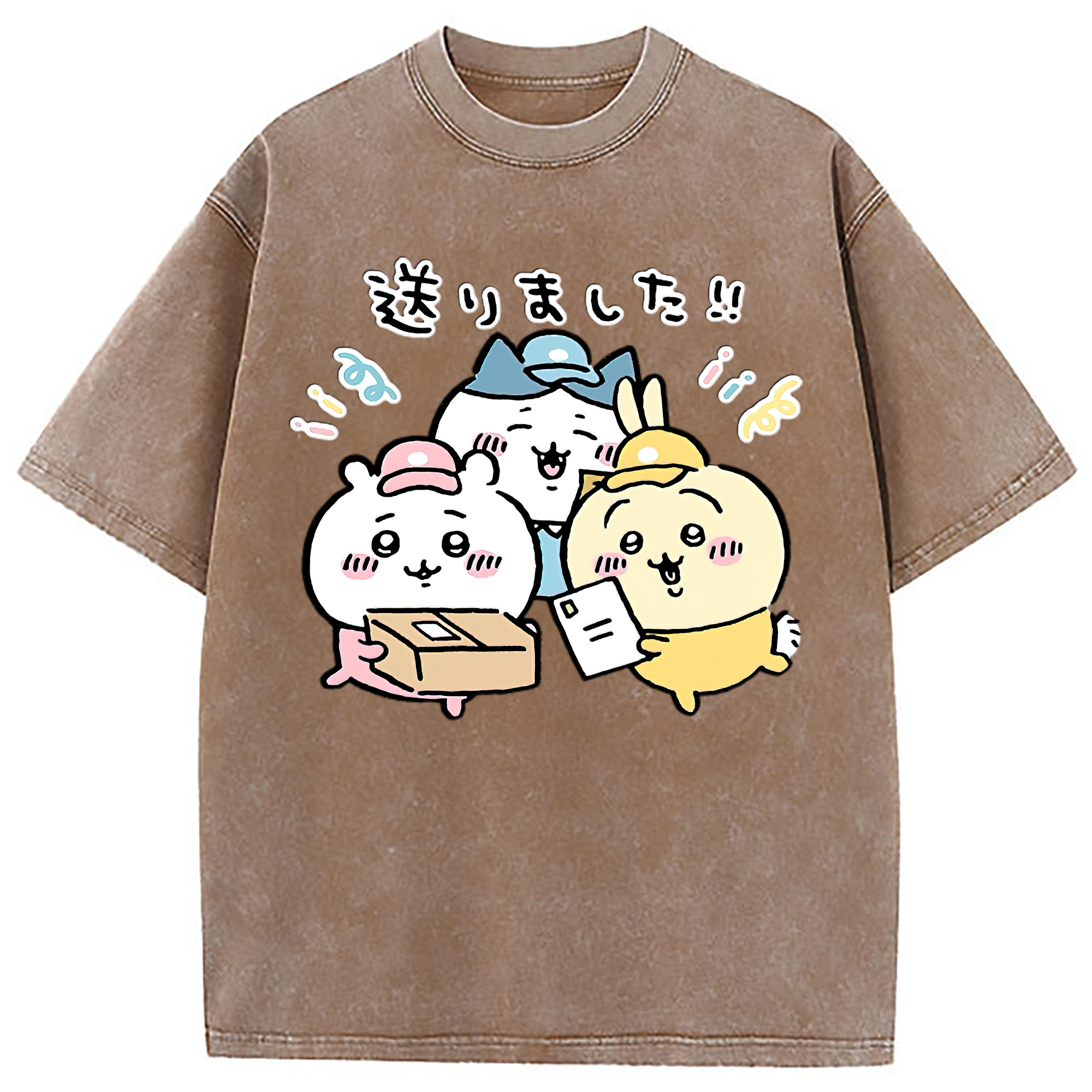 （画像用） ちいかわ ハチワレ Chii-kawa hachiware 綿100% ヴィンテージ風 半袖Tシャツ（フロントプリント）