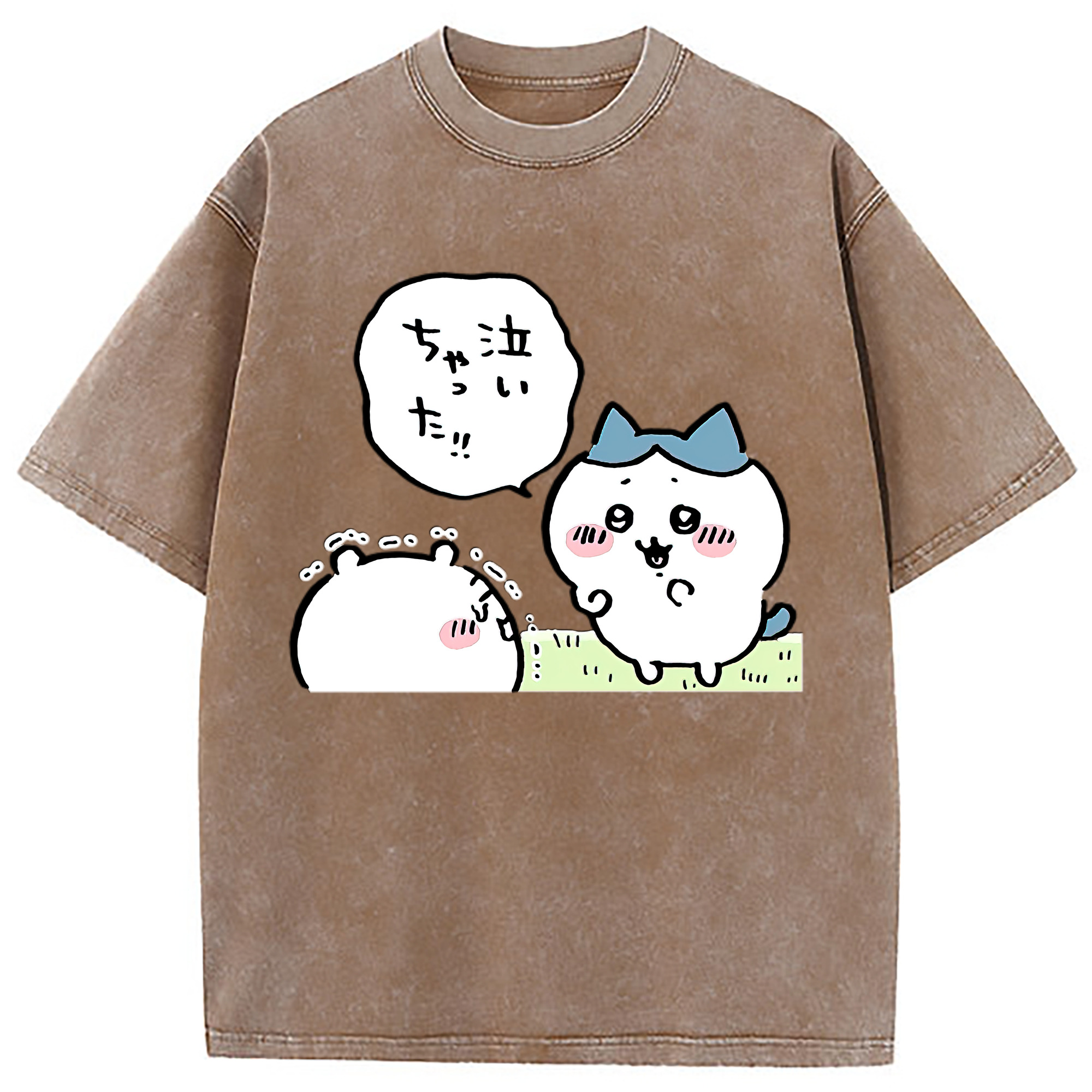 （画像用） ちいかわ ハチワレ Chii-kawa hachiware 綿100% ヴィンテージ風 半袖Tシャツ（フロントプリント）