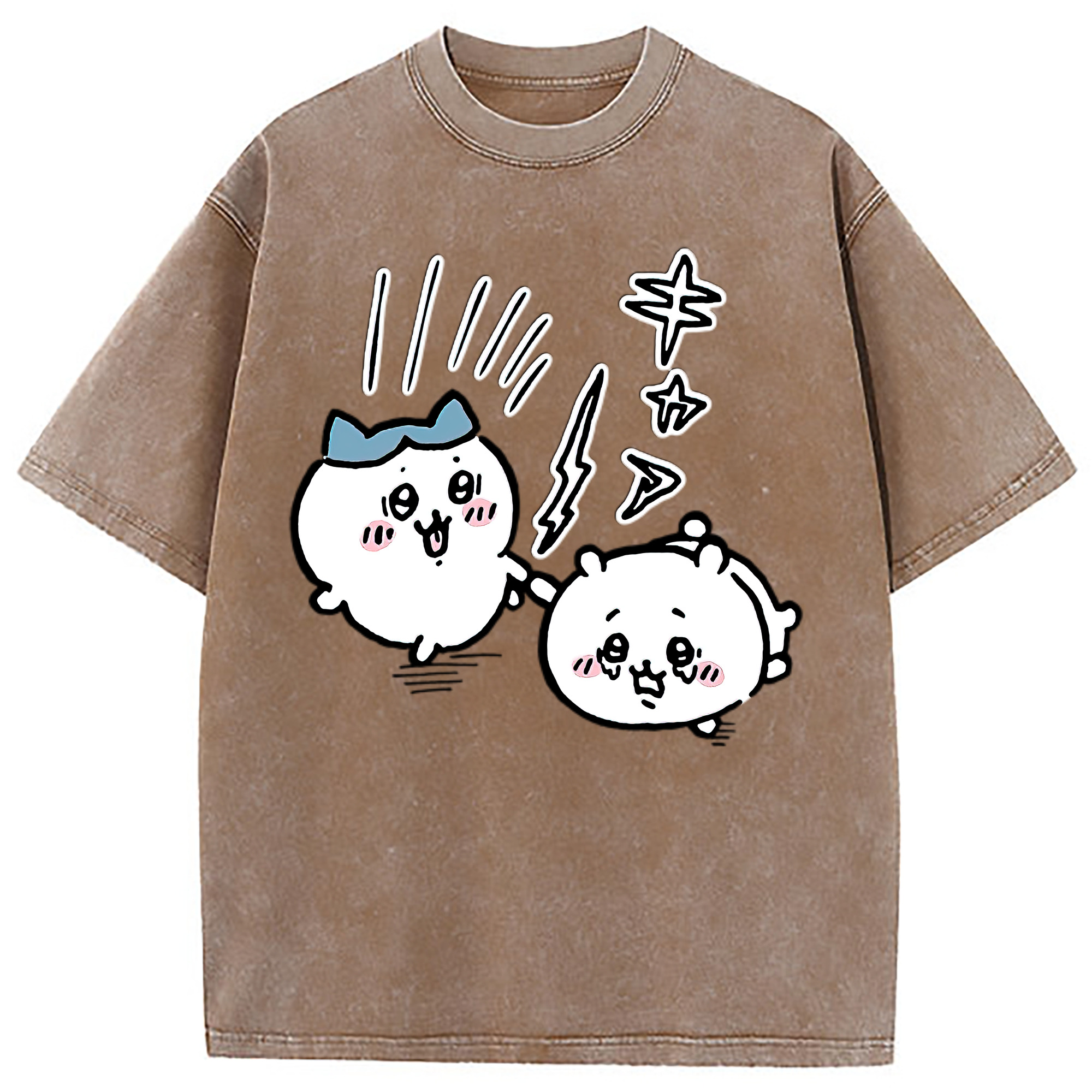 （画像用） ちいかわ ハチワレ Chii-kawa hachiware 綿100% ヴィンテージ風 半袖Tシャツ（フロントプリント）