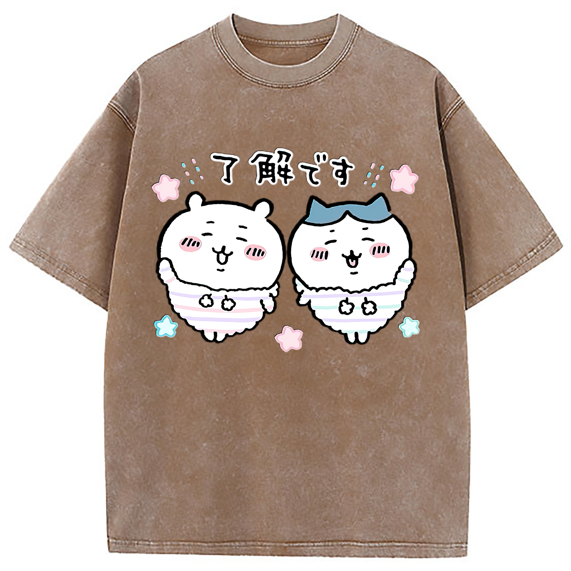 （画像用） ちいかわ ハチワレ Chii-kawa hachiware 綿100% ヴィンテージ風 半袖Tシャツ（フロントプリント）