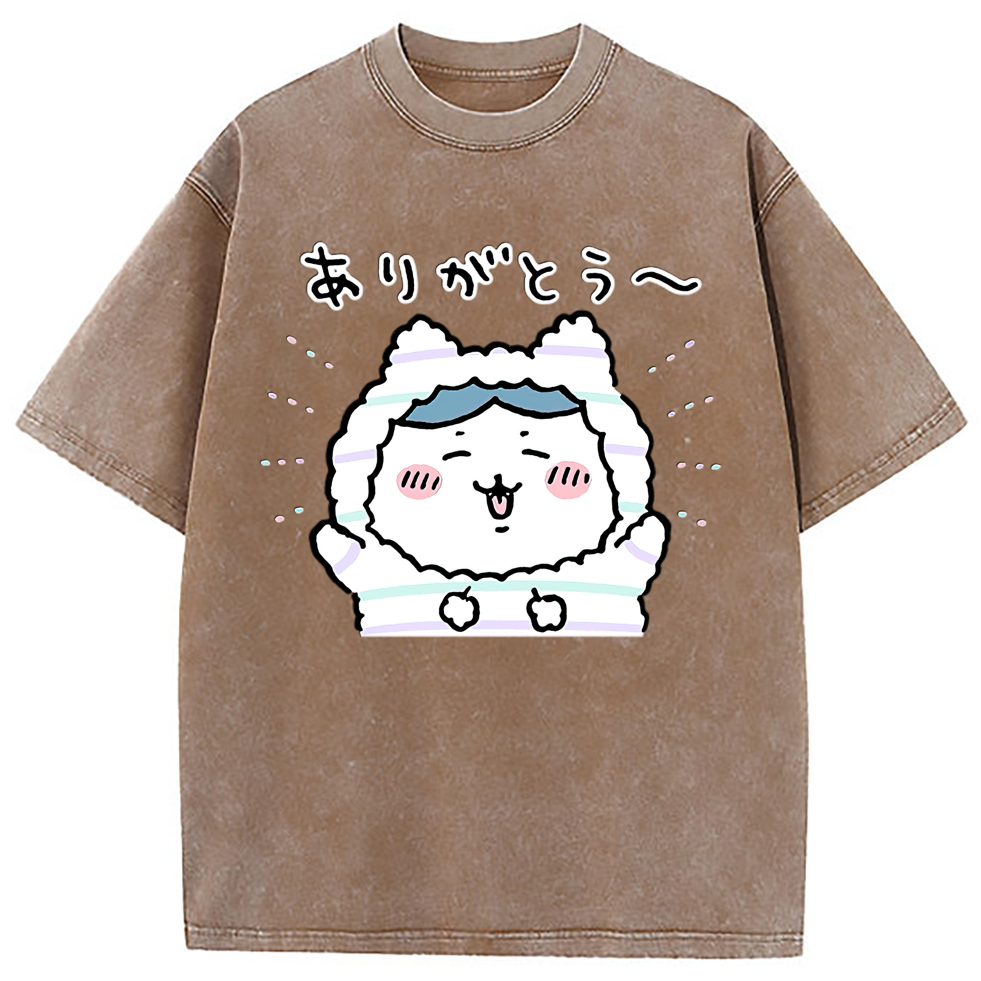 （画像用） ちいかわ ハチワレ Chii-kawa hachiware 綿100% ヴィンテージ風 半袖Tシャツ（フロントプリント）