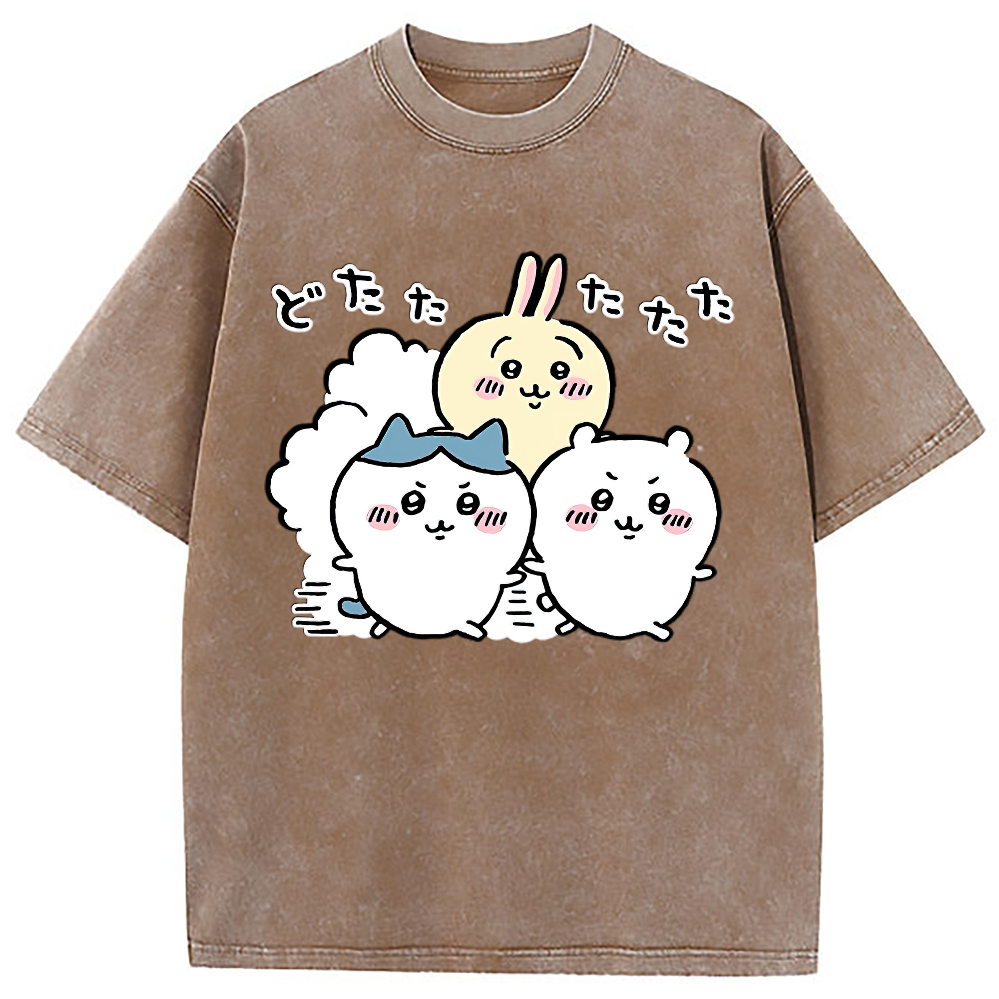 （画像用） ちいかわ ハチワレ Chii-kawa hachiware 綿100% ヴィンテージ風 半袖Tシャツ（フロントプリント）