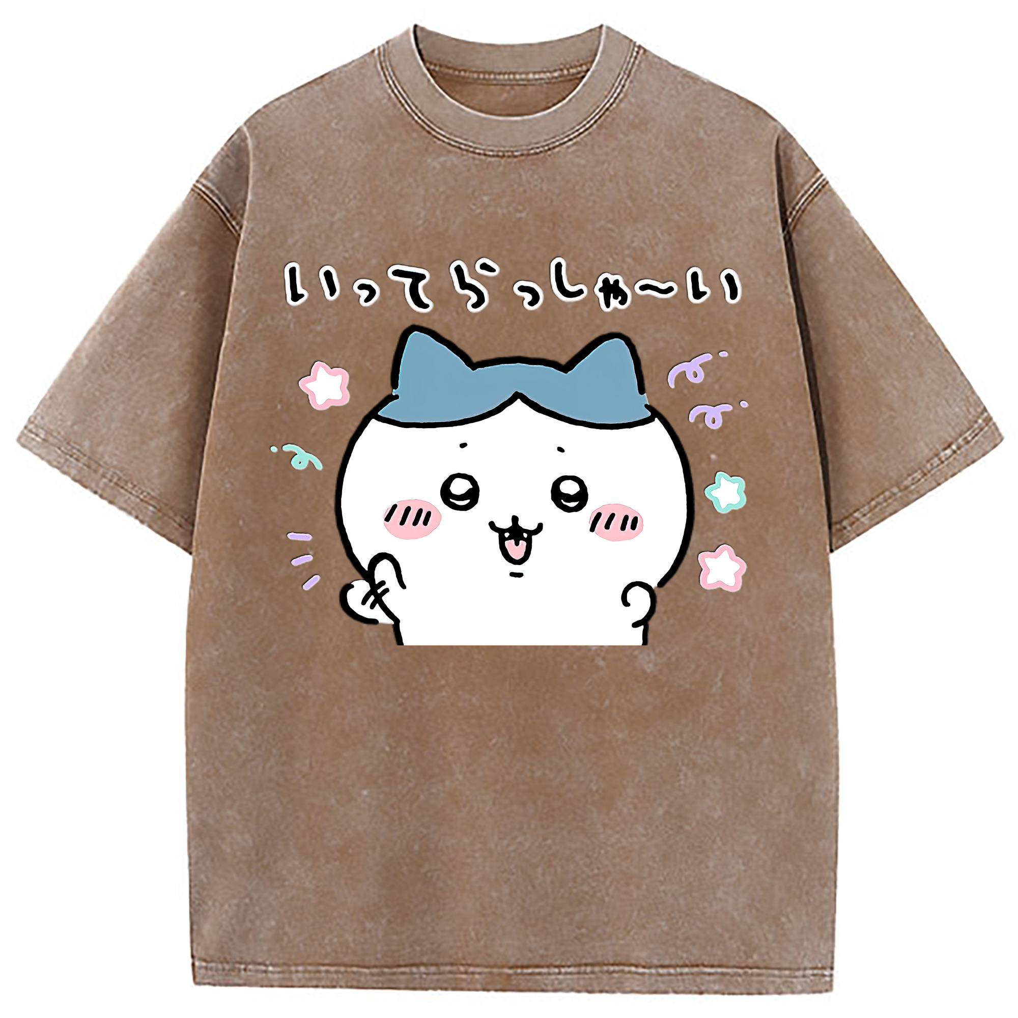 （画像用） ちいかわ ハチワレ Chii-kawa hachiware 綿100% ヴィンテージ風 半袖Tシャツ（フロントプリント）