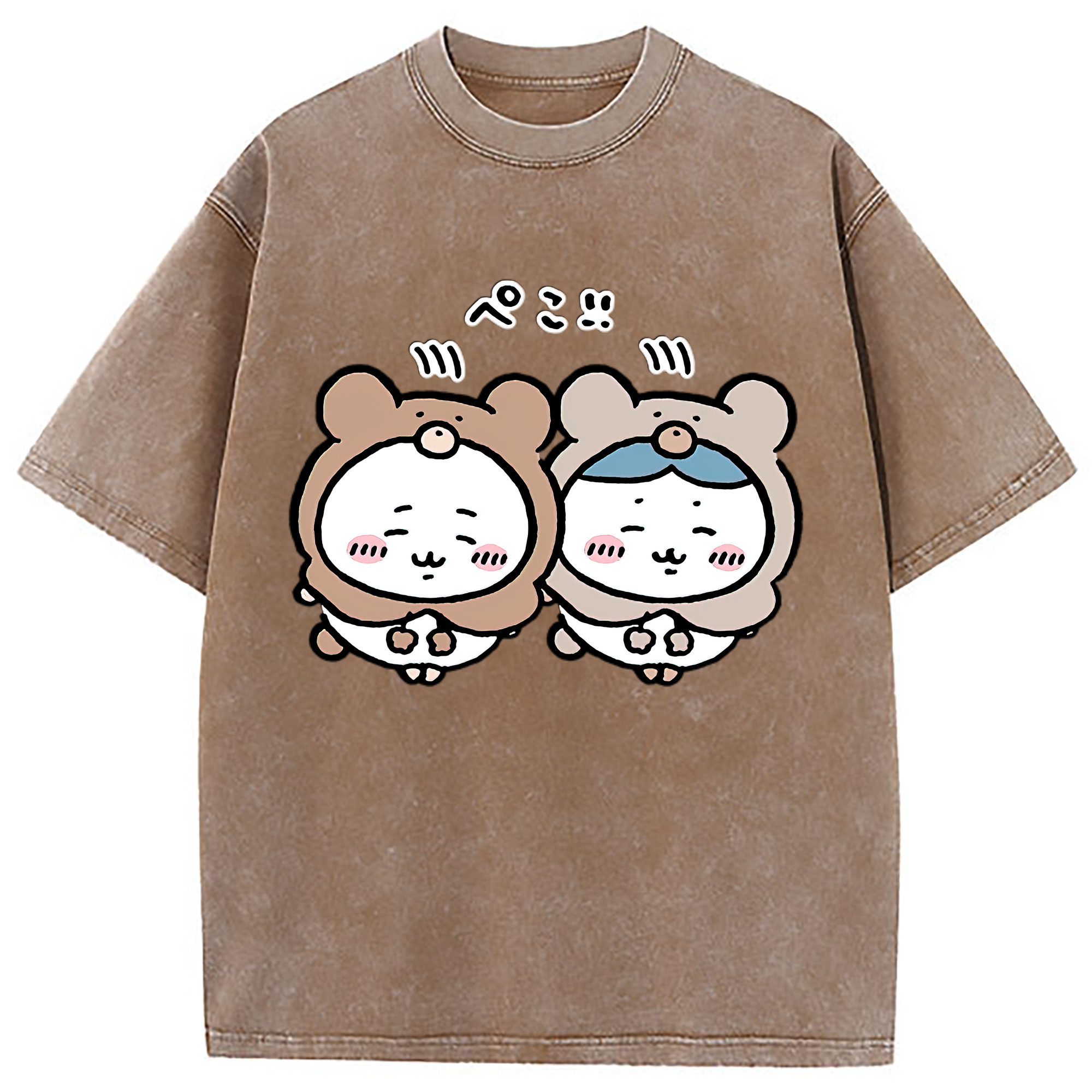 （画像用） ちいかわ ハチワレ Chii-kawa hachiware 綿100% ヴィンテージ風 半袖Tシャツ（フロントプリント）