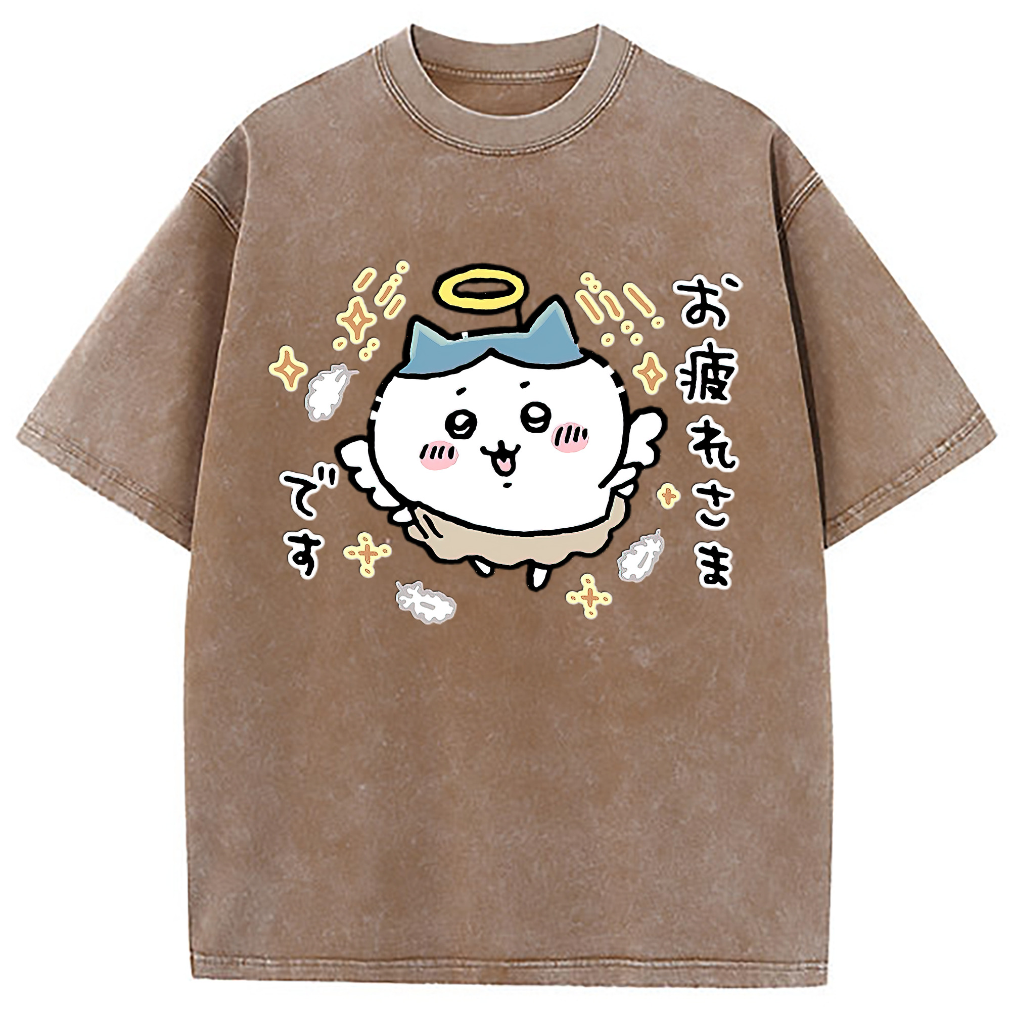 （画像用） ちいかわ ハチワレ Chii-kawa hachiware 綿100% ヴィンテージ風 半袖Tシャツ（フロントプリント）