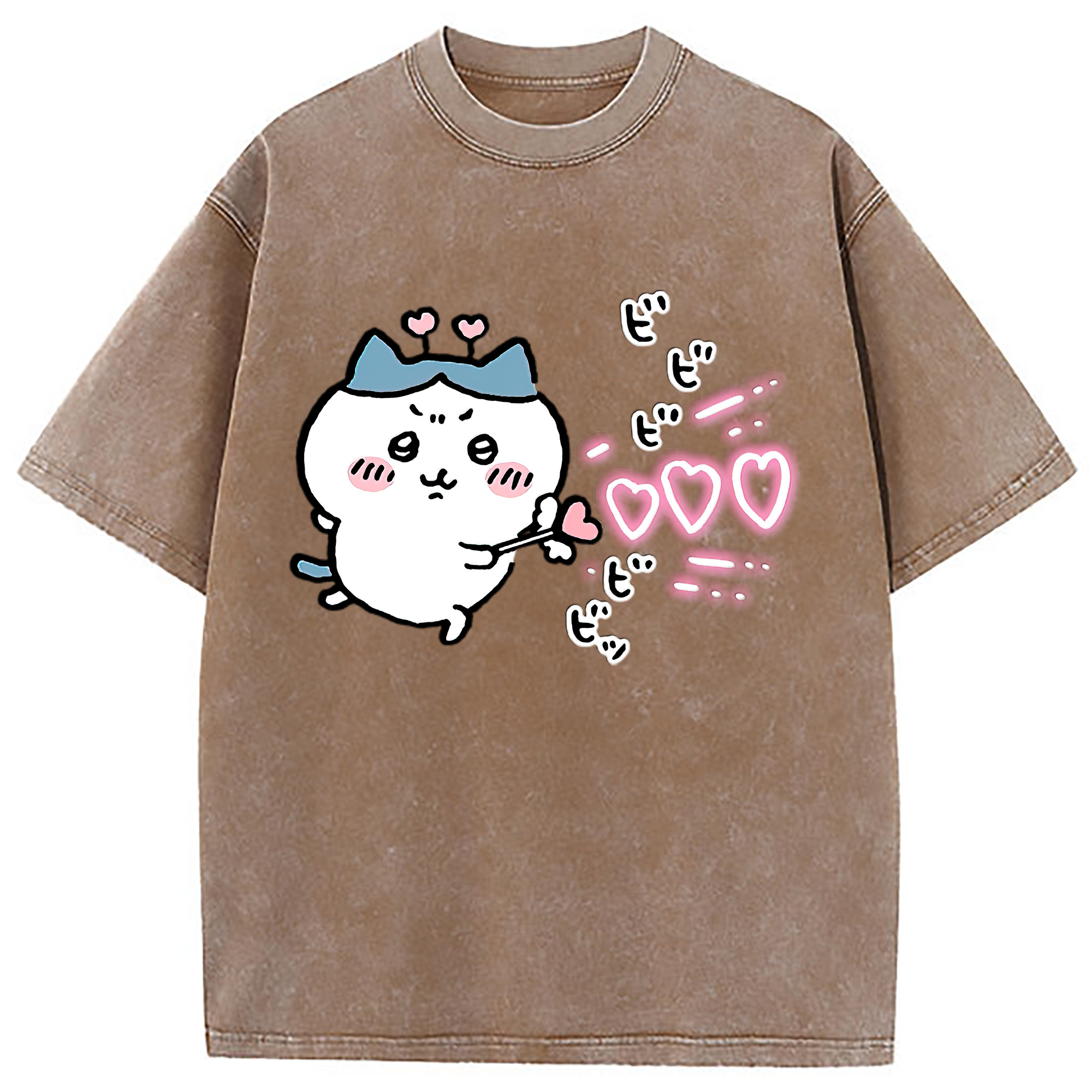 （画像用） ちいかわ ハチワレ Chii-kawa hachiware 綿100% ヴィンテージ風 半袖Tシャツ（フロントプリント）
